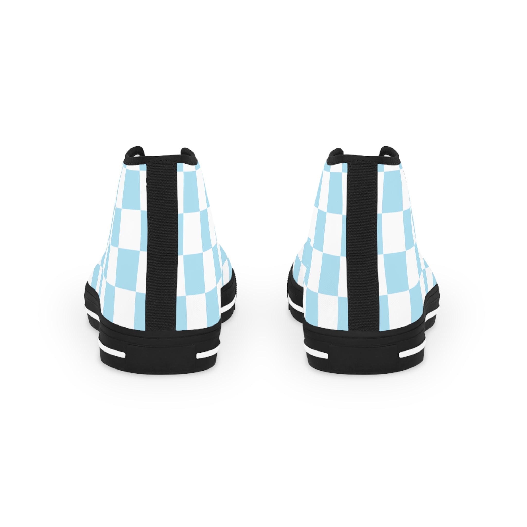 Checkerboard Sky Blue Men's High Top Sneakers, Artsulli - Art is Long, Life is Short, Shoes, , , , , , , 