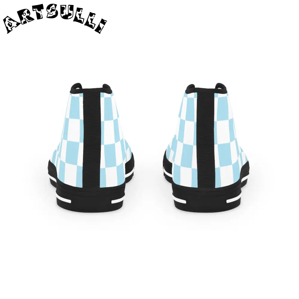 JAKKOUTTHEBXX Checkerboard Sky Blue Men’s High Top Sneakers