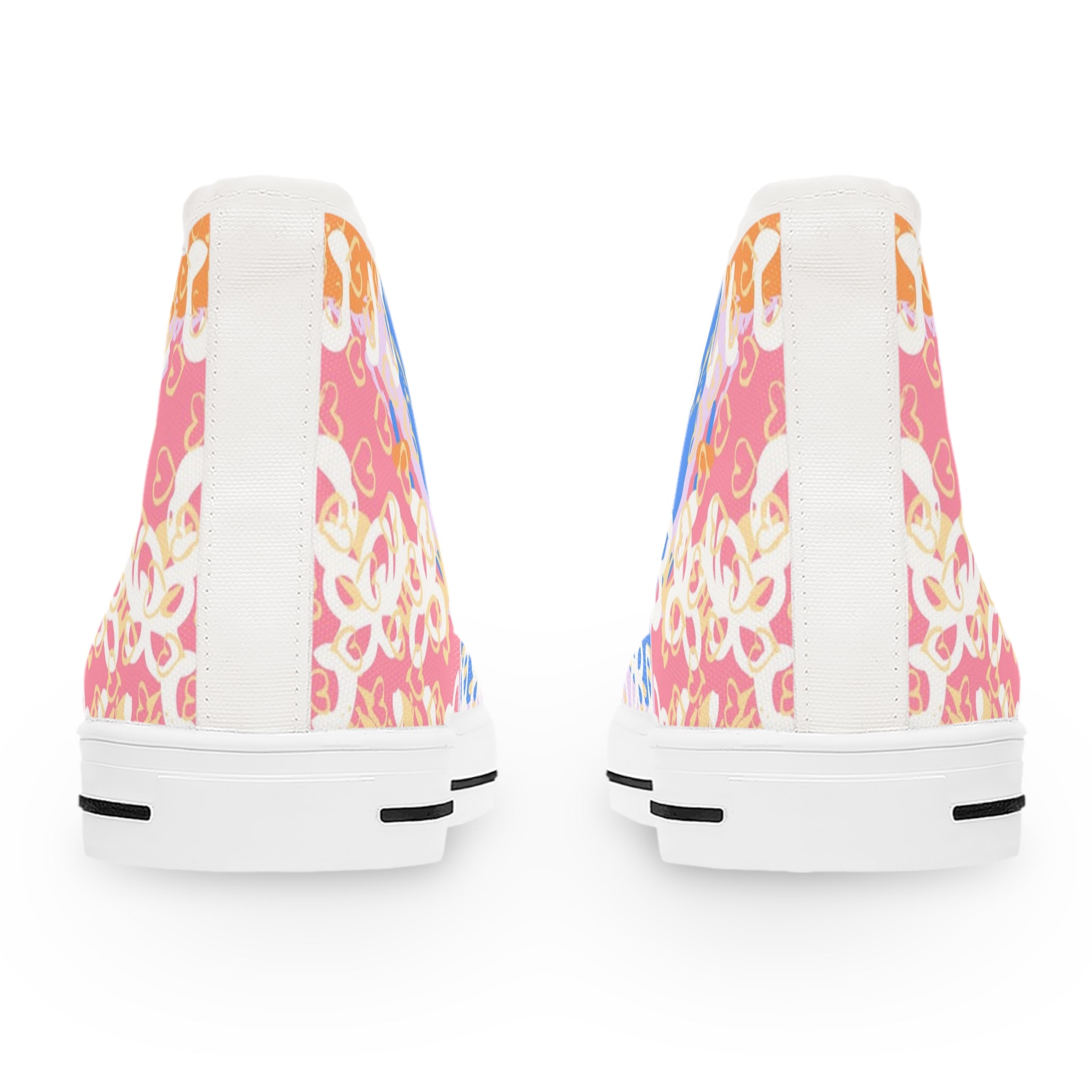 Flowers x Doodles x Hearts Multi-Color Women's High Top Sneakers, Artsulli - Art is Long, Life is Short, Shoes, , , , , , , 