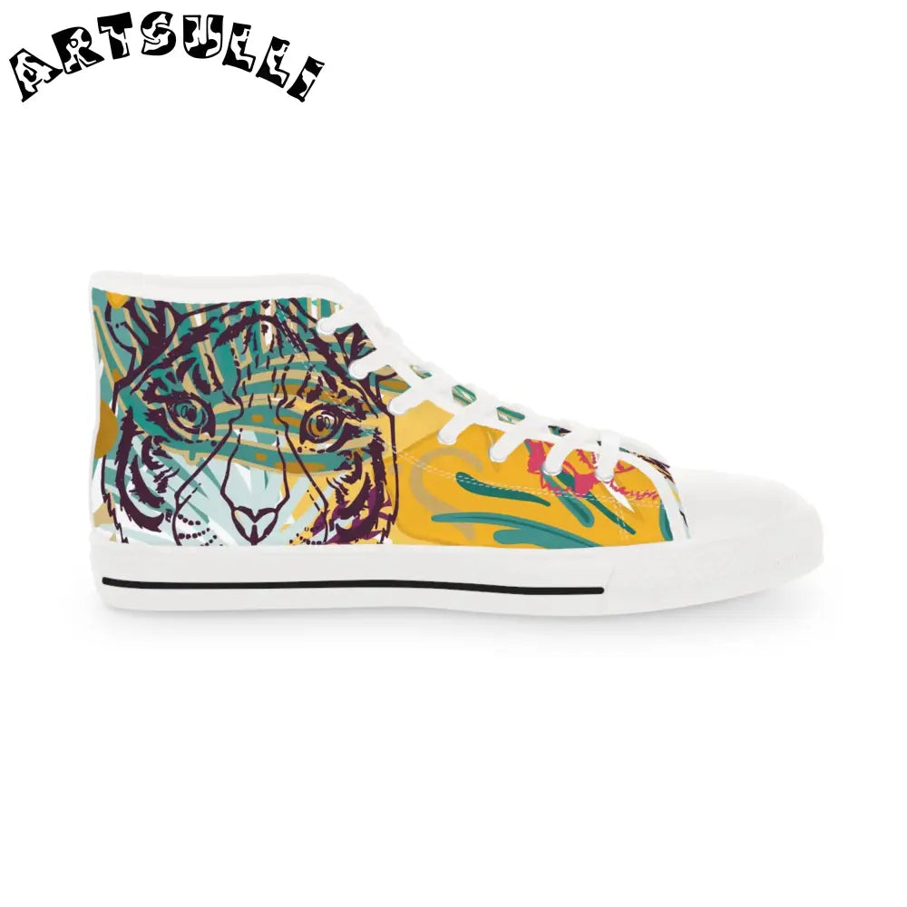 JAKKOUTTHEBXX Tropical Jungle Tigers Brown and Green Men’s High Top