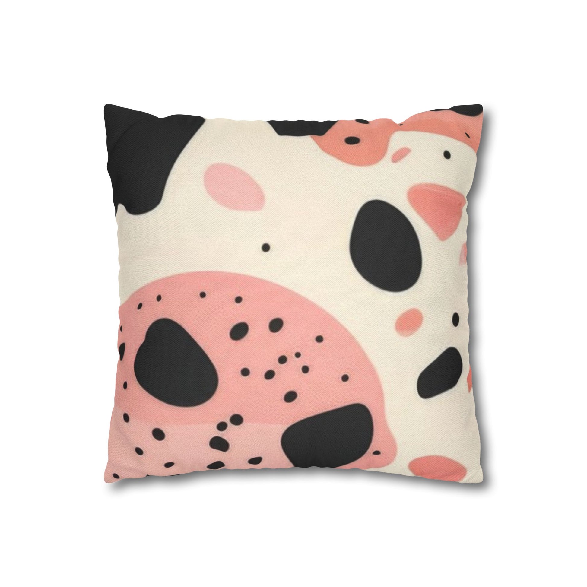Organic Cow Print Cream and Pink Spun Polyester Square Pillowcase, Artsulli - Art is Long, Life is Short, Home Decor, , , , , , , 