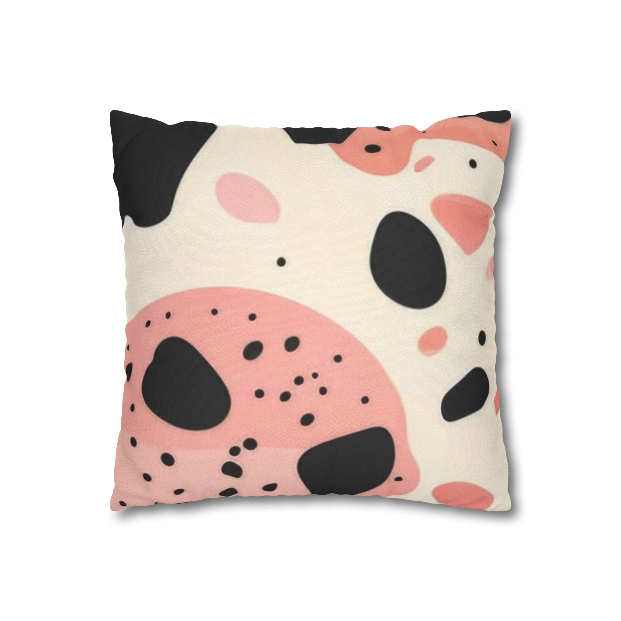 Organic Cow Print Cream and Pink Spun Polyester Square Pillowcase, Artsulli - Art is Long, Life is Short, Home Decor, , , , , , , 