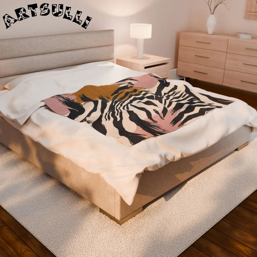 JAKKOUTTHEBXX Abstract zebra print fabric in pink and mustard yellow