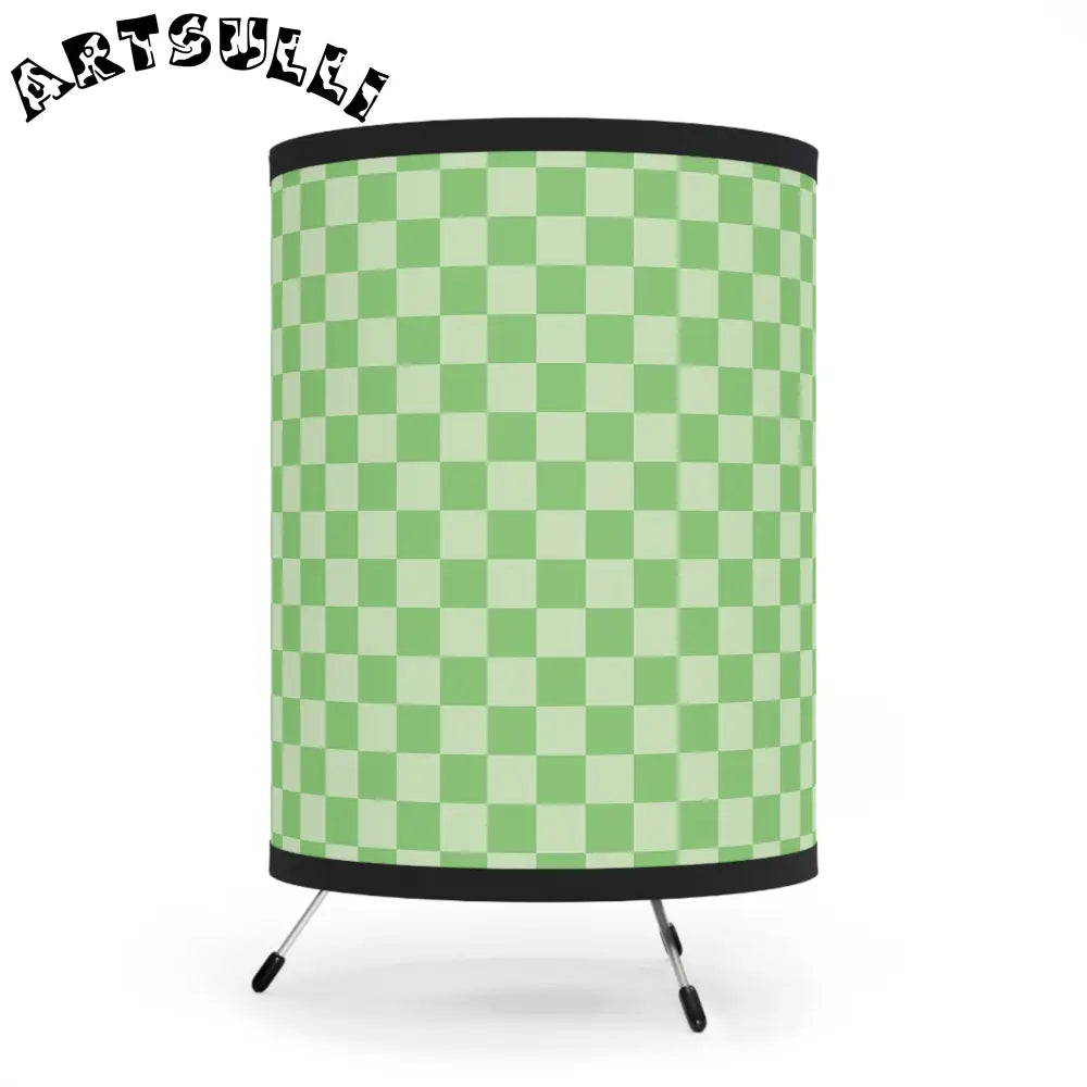 JAKKOUTTHEBXX Checkerboard Green Tripod Lamp with High-Res Printed