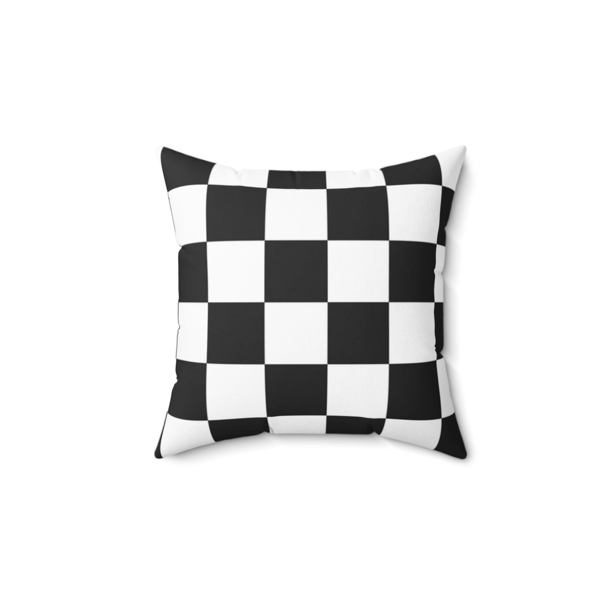 Checkerboard White and Black Spun Polyester Square Pillow, Artsulli - Art is Long, Life is Short, Home Decor, Size, 14" × 14", , , , , 66802889682944380621
