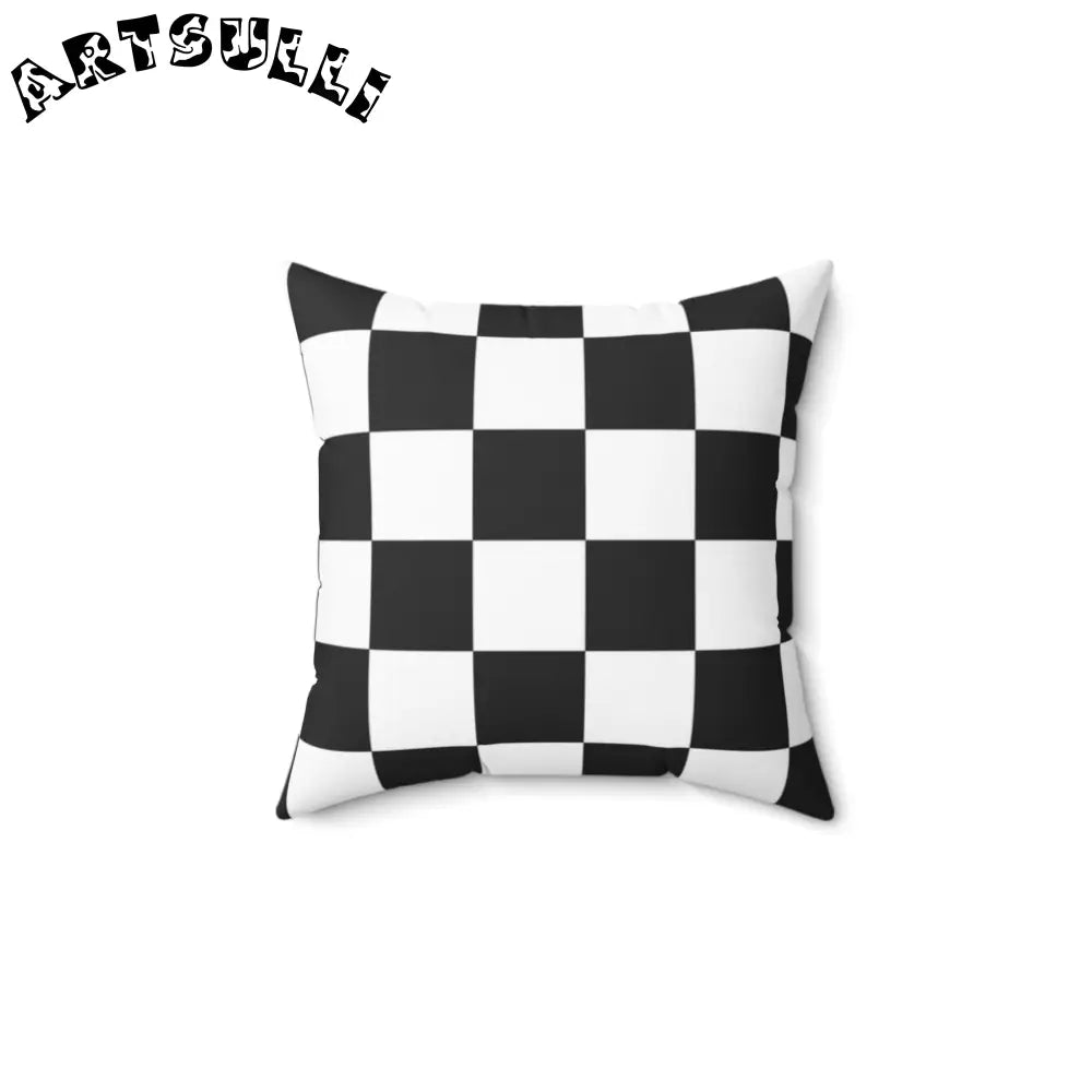 JAKKOUTTHEBXX Checkerboard White and Black Spun Polyester Square