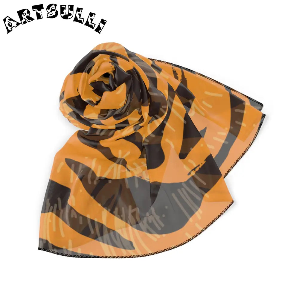 JAKKOUTTHEBXX Tiger Scratches Orange & Black Poly Scarf