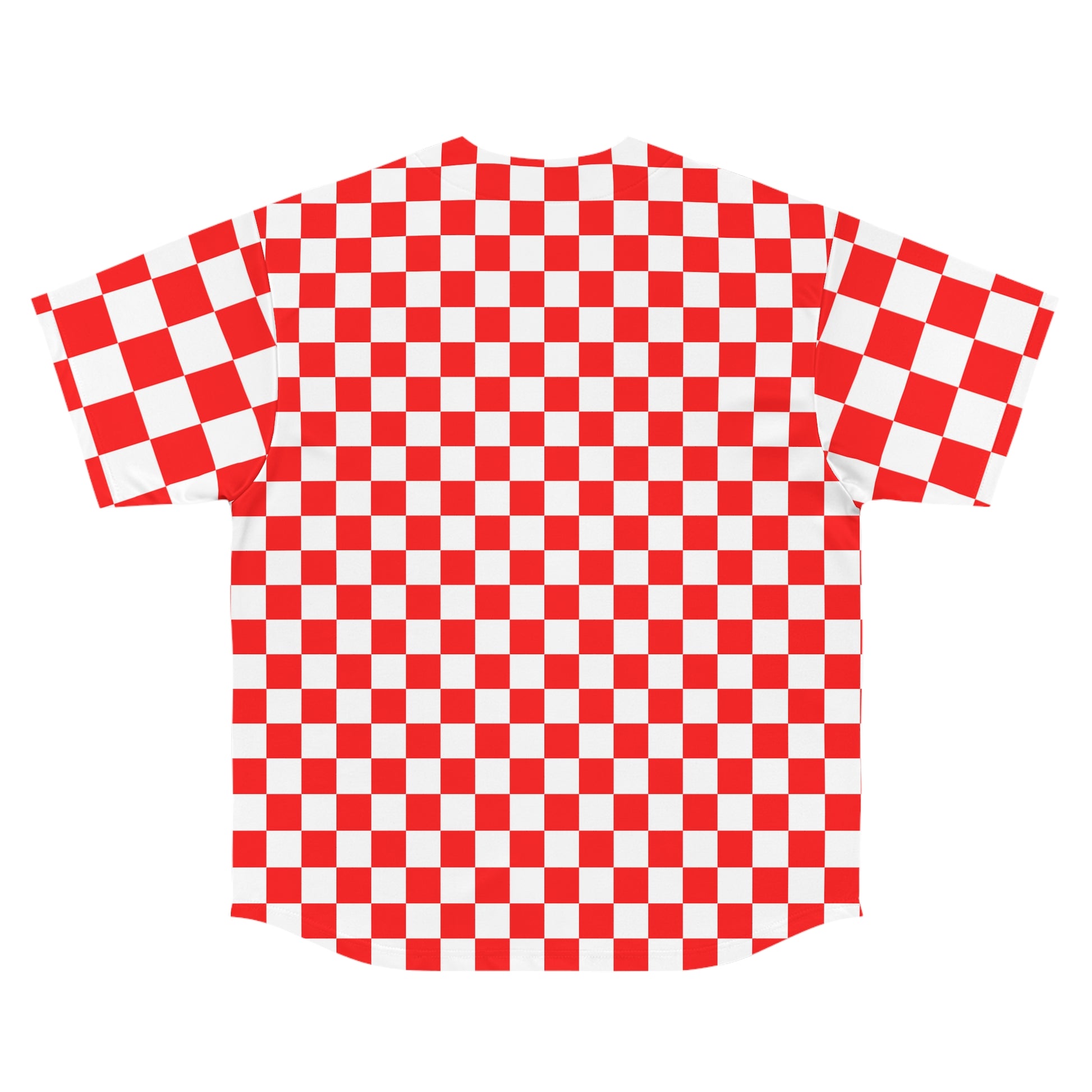 Checkerboard II Red and White Men's Baseball Jersey (AOP), Artsulli - Art is Long, Life is Short, All Over Prints, , , , , , , 