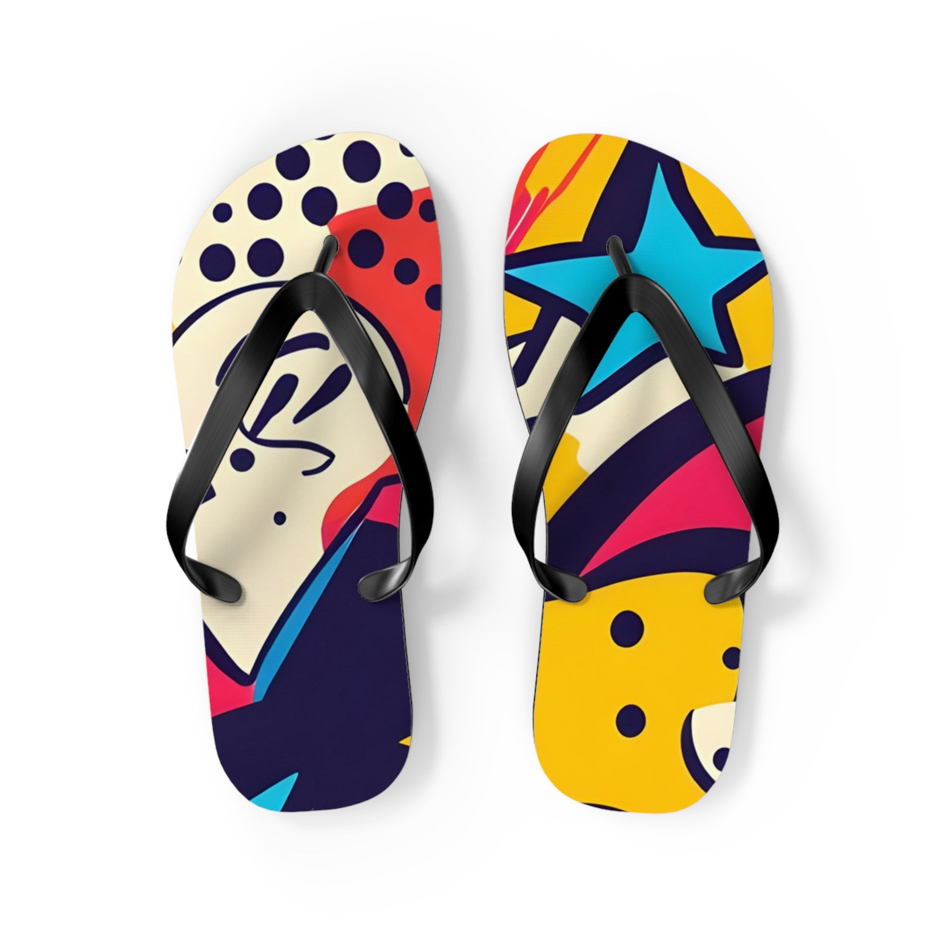 Comic x Pop Art Flip Flops, Artsulli - Art is Long, Life is Short, Shoes, Size, M, Color, Black sole, , , 21143873540624982692