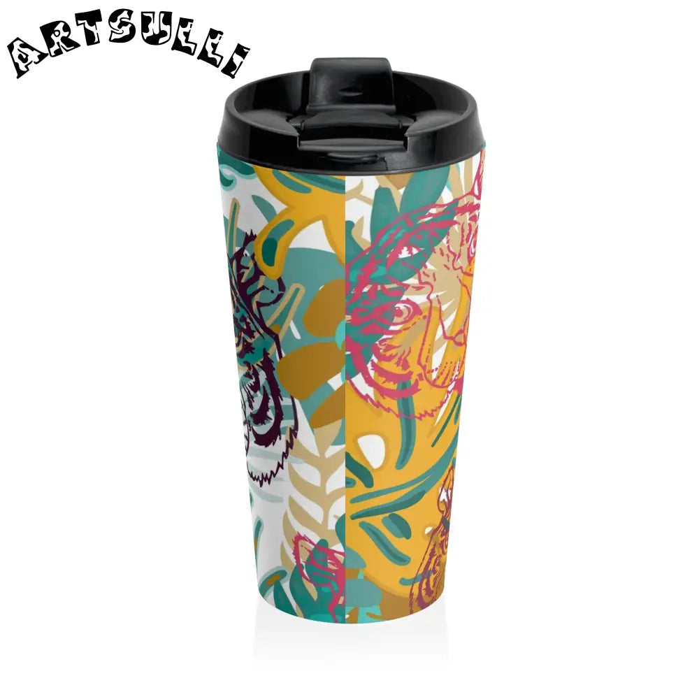JAKKOUTTHEBXX Tropical Jungle Tigers Brown and Green Stainless Steel