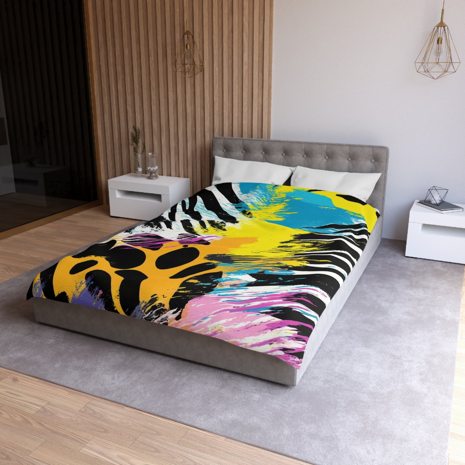 Zebra Stripes x Leapord Print x Paint Splatter Multi-Color Microfiber Duvet Cover, Artsulli - Art is Long, Life is Short, Home Decor, , , , , , , 