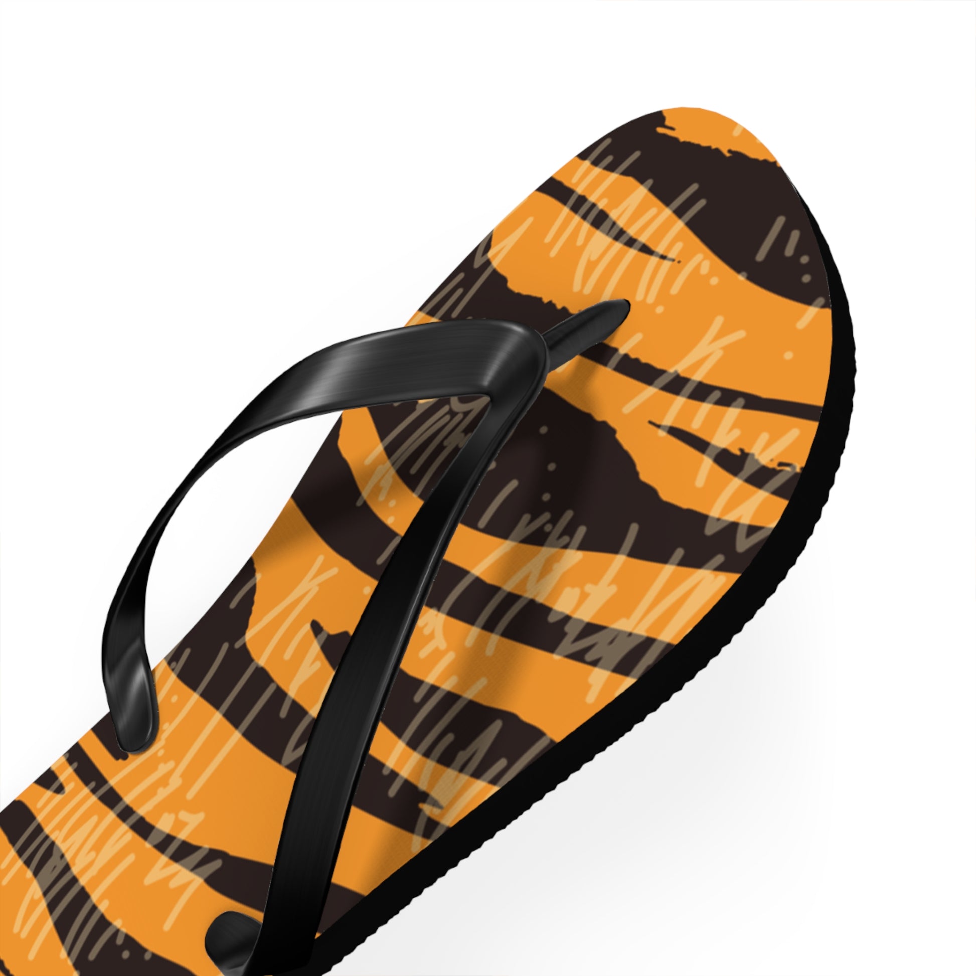 Tiger Scratches Orange & Black Flip Flops, Artsulli - Art is Long, Life is Short, Shoes, , , , , , , 