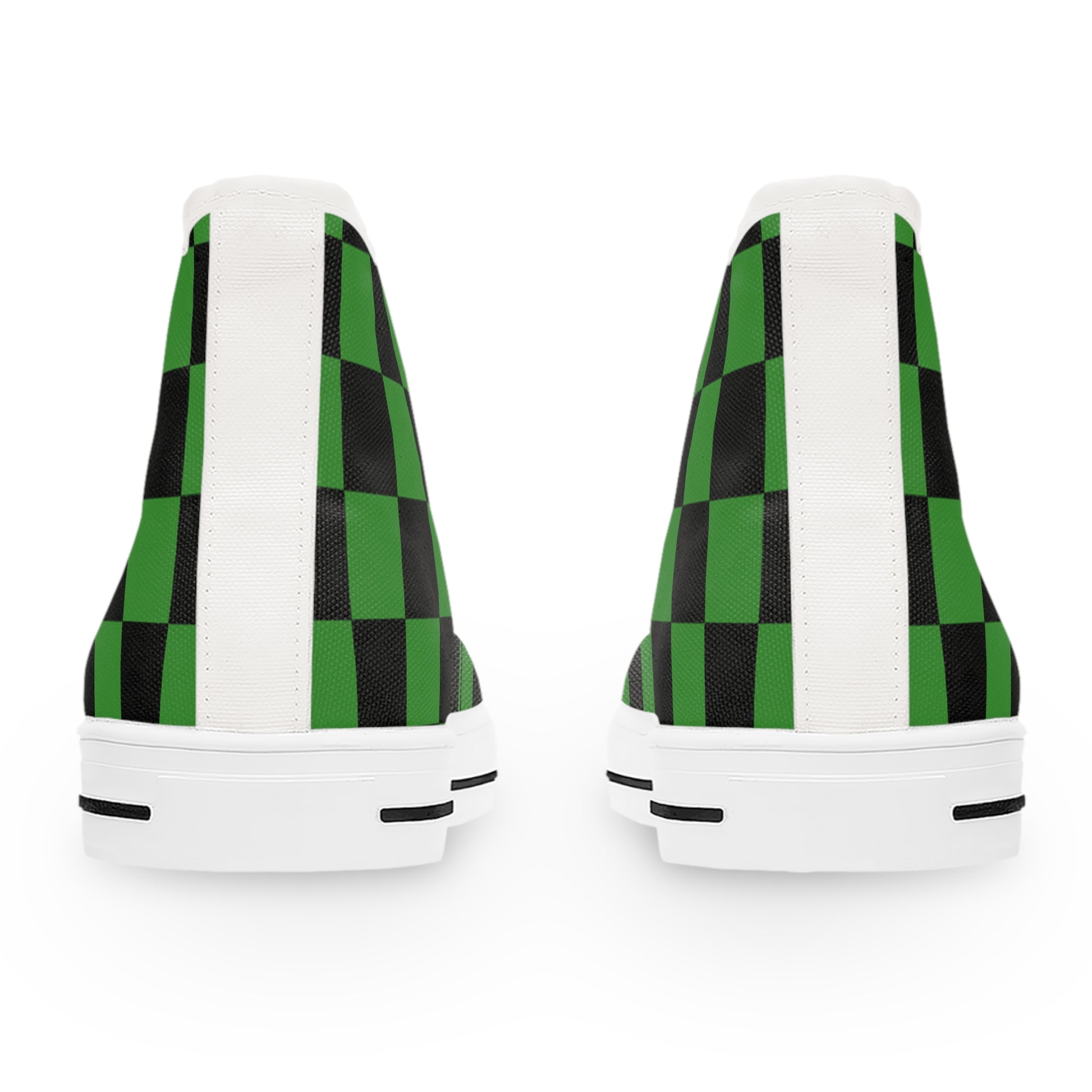 Checkerboard Green and Black Women's High Top Sneakers, Artsulli - Art is Long, Life is Short, Shoes, , , , , , , 