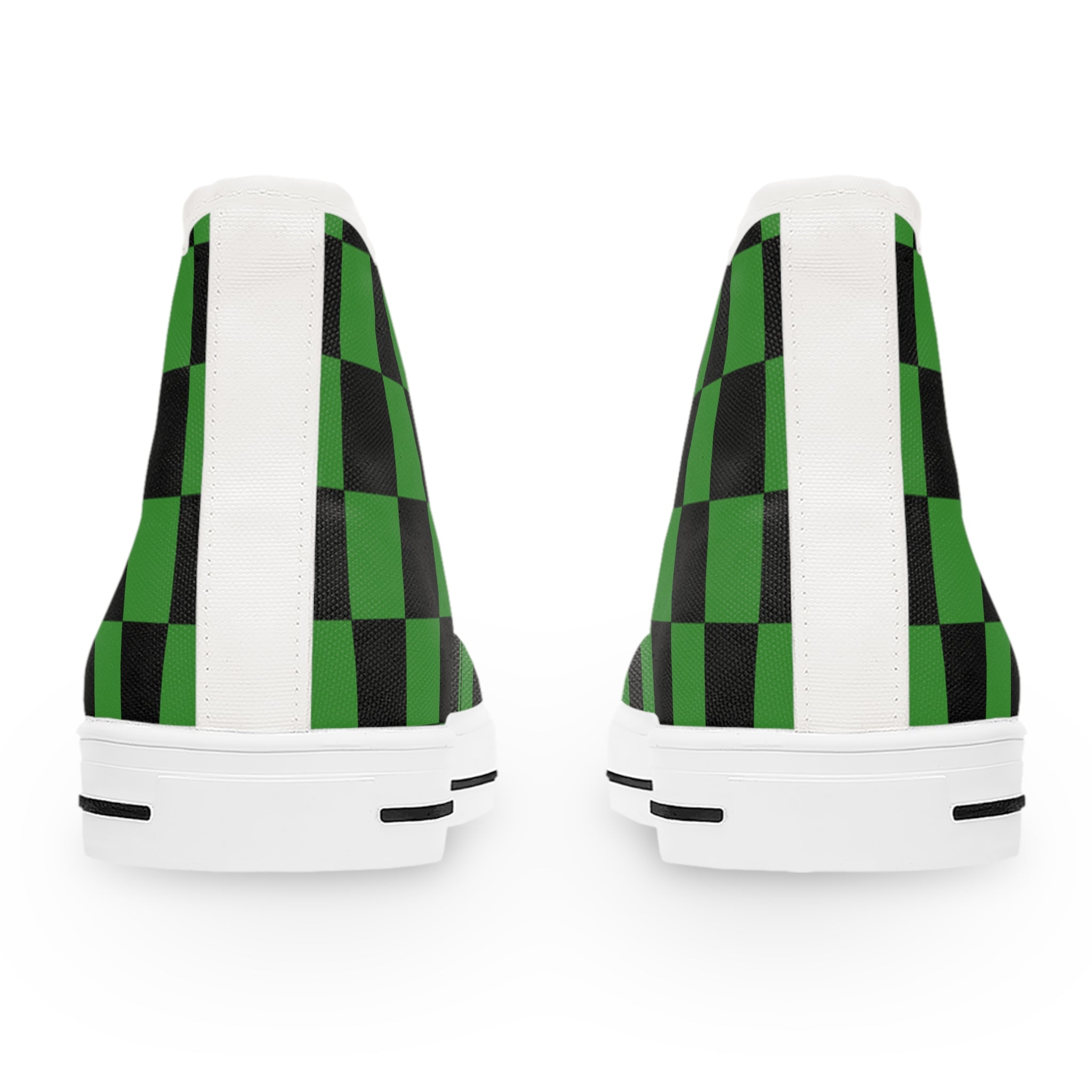 Checkerboard Green and Black Women's High Top Sneakers, Artsulli - Art is Long, Life is Short, Shoes, , , , , , , 