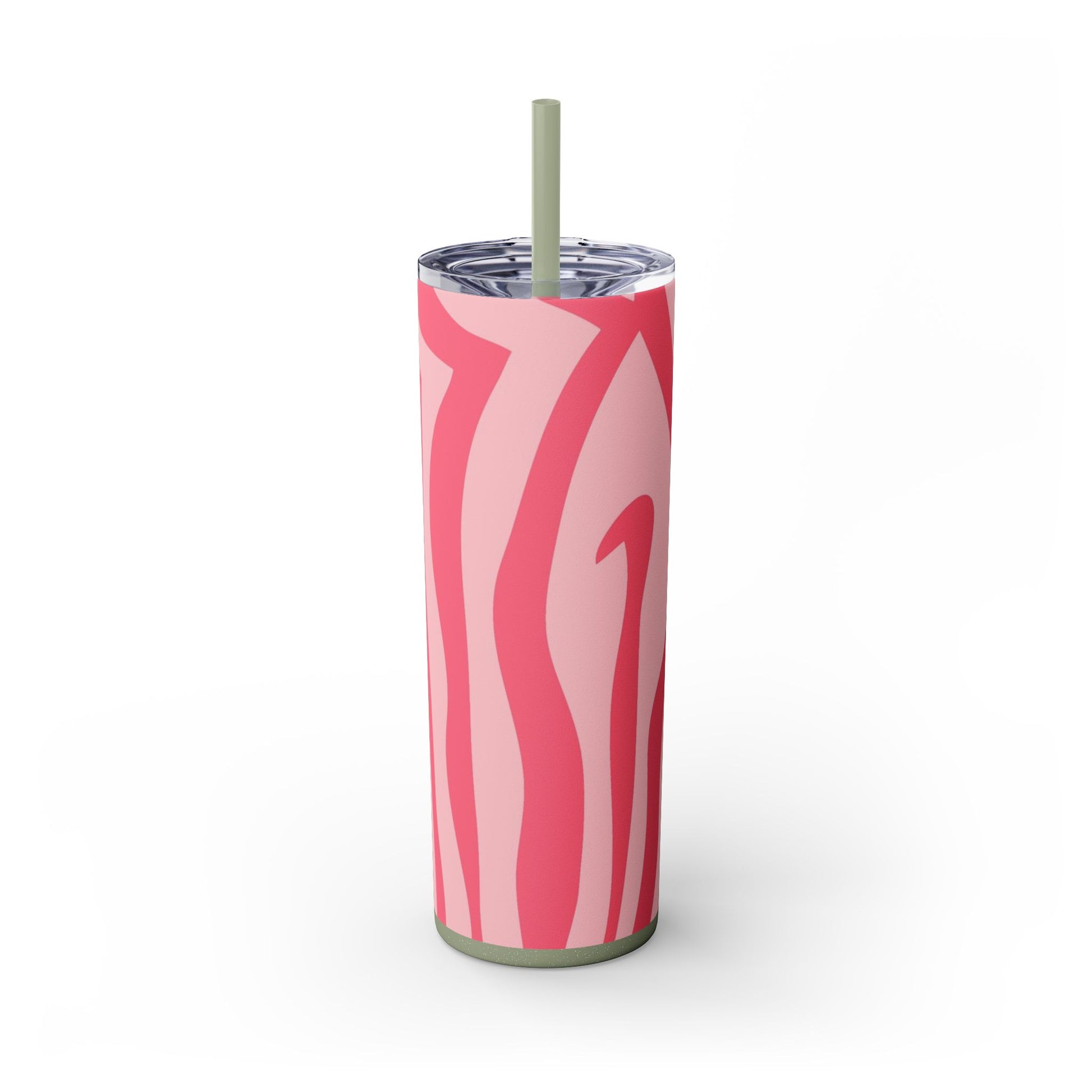 Nagels Pink Zebra Skinny Tumbler with Straw, 20oz, Artsulli - Art is Long, Life is Short, Mug, Finish, Glossy, Color, Glitter Seascape, Size, 20oz, 84076919226602