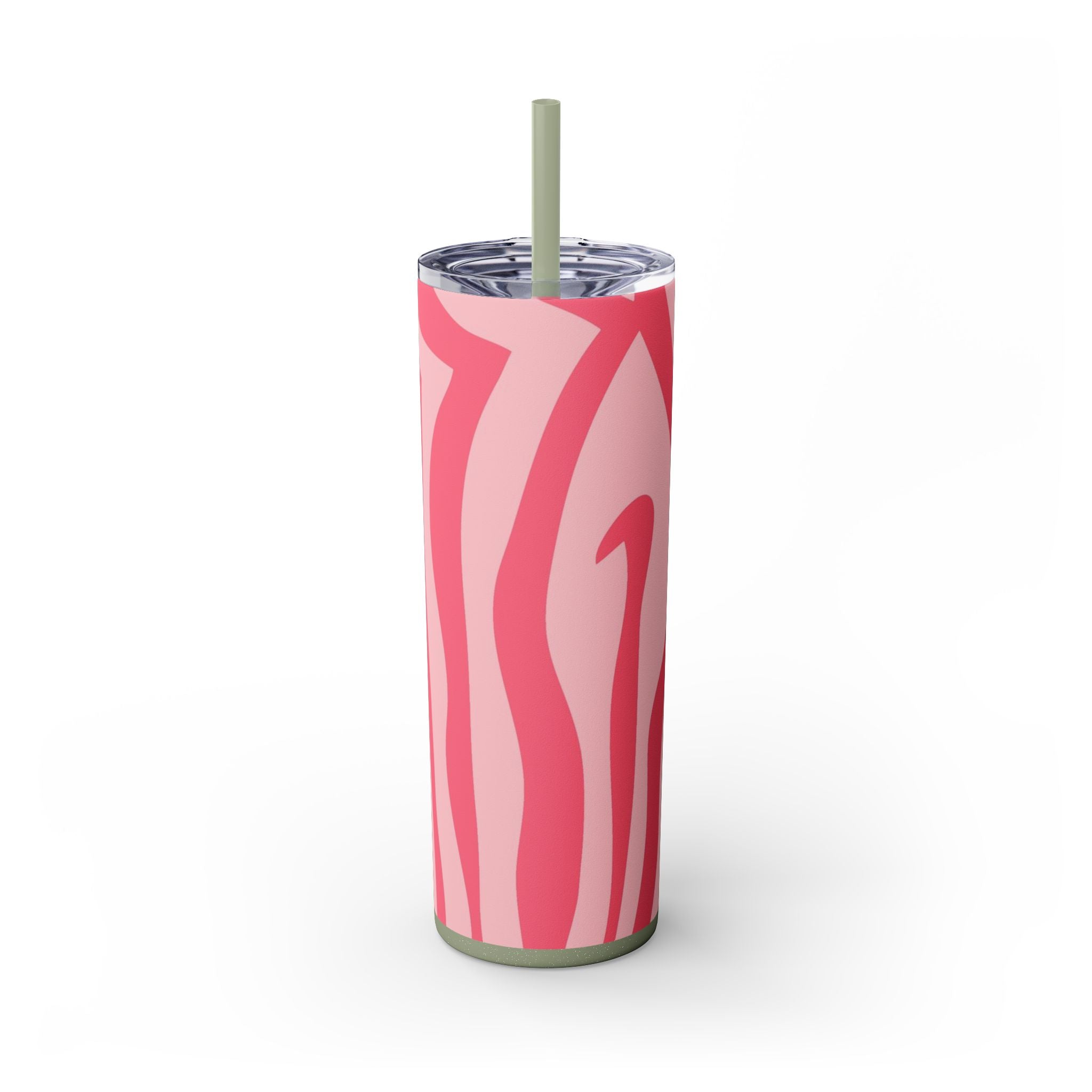 Nagels Pink Zebra Skinny Tumbler with Straw, 20oz, Artsulli - Art is Long, Life is Short, Mug, Finish, Glossy, Color, Glitter Seascape, Size, 20oz, 84076919226602