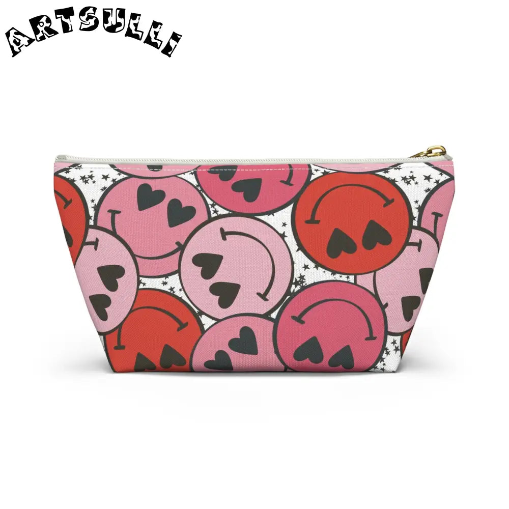 JAKKOUTTHEBXX Smiley Face x Heart Eyes Red and Pink cessory Pouch w