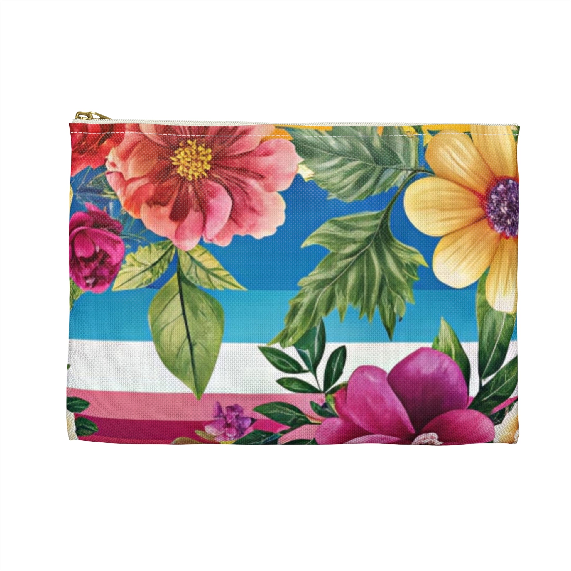 Floral Stripe 4K Accessory Pouch, Artsulli - Art is Long, Life is Short, Bags, , , , , , , 