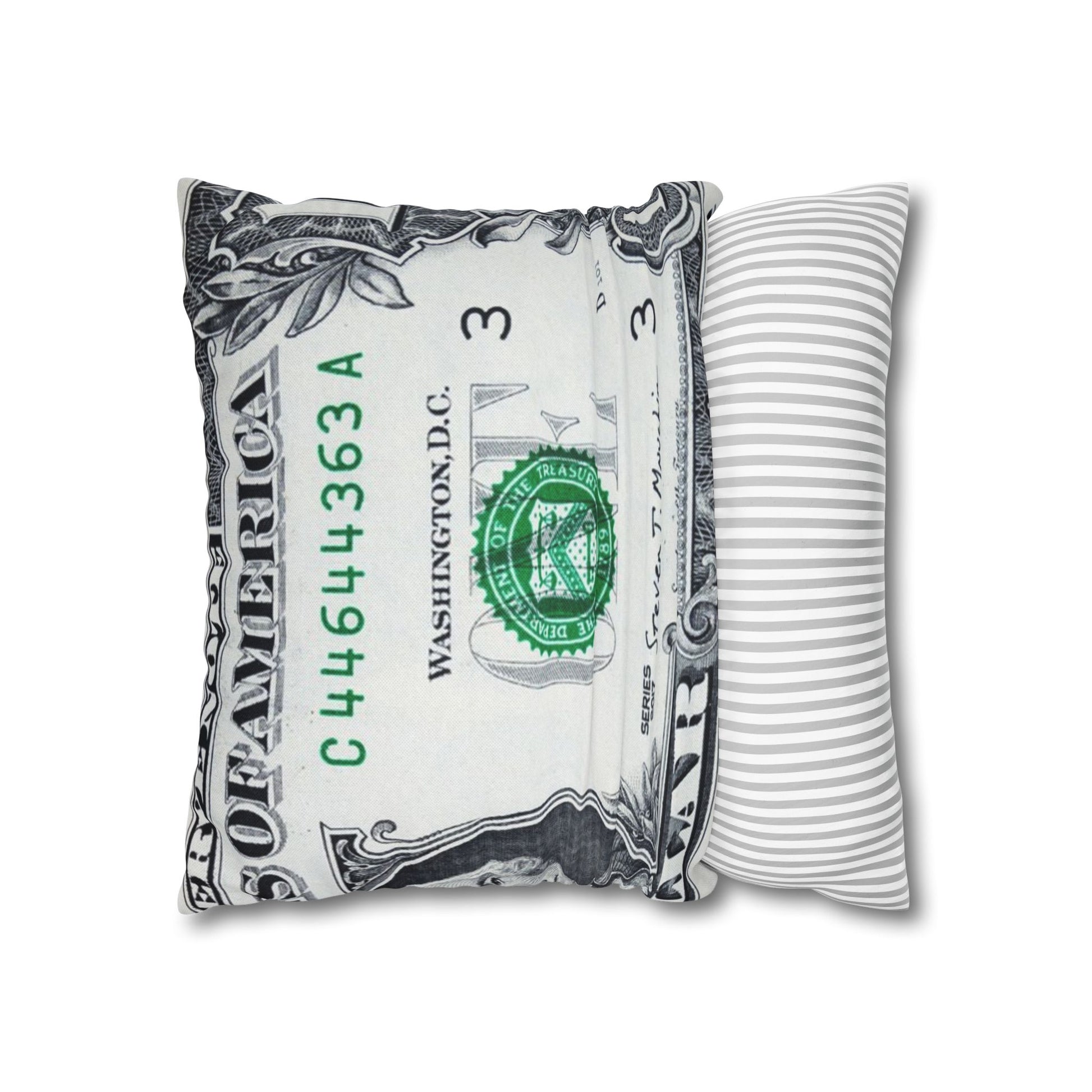 Money Collage Spun Polyester Square Pillowcase, Artsulli - Art is Long, Life is Short, Home Decor, , , , , , , 