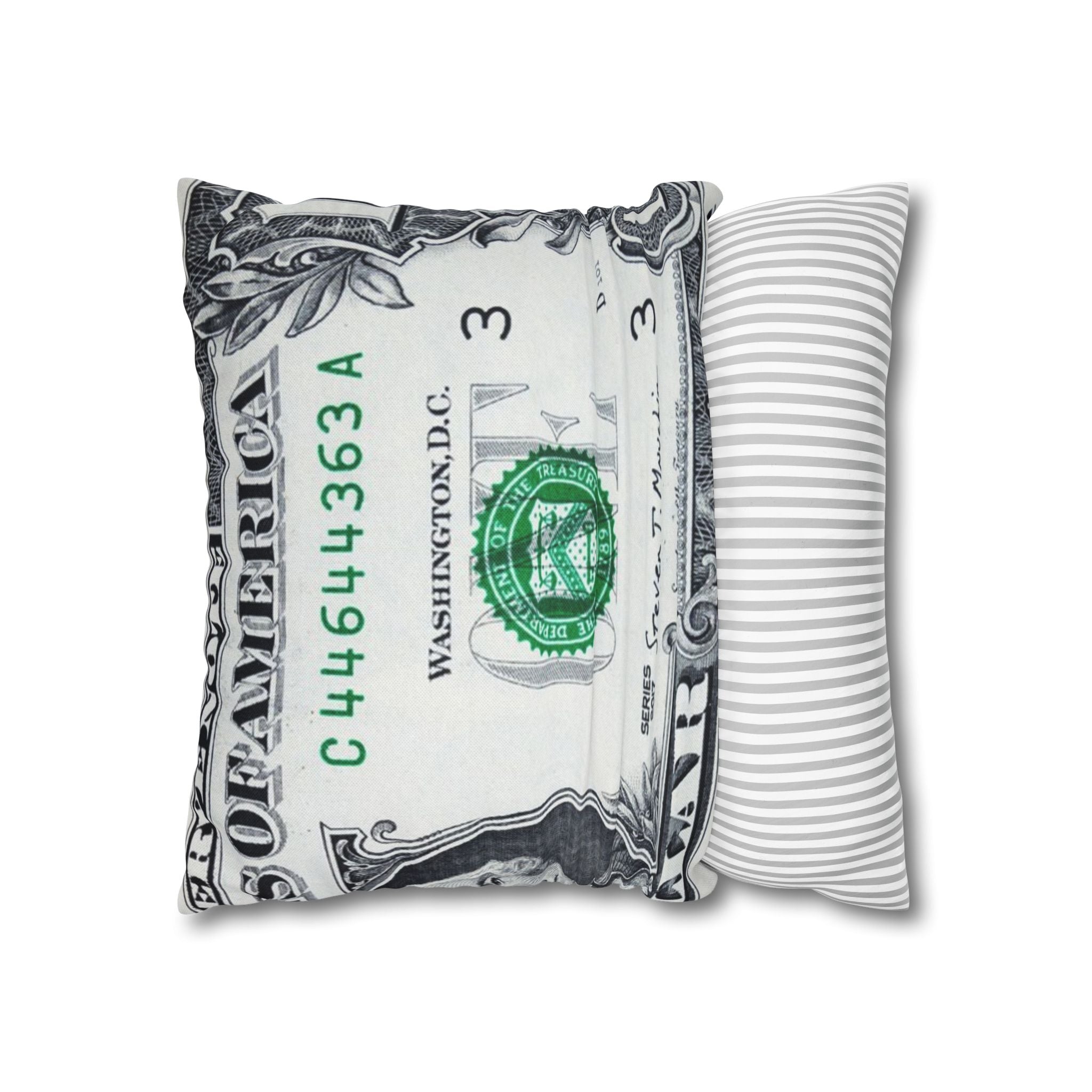 Money Collage Spun Polyester Square Pillowcase, Artsulli - Art is Long, Life is Short, Home Decor, , , , , , , 