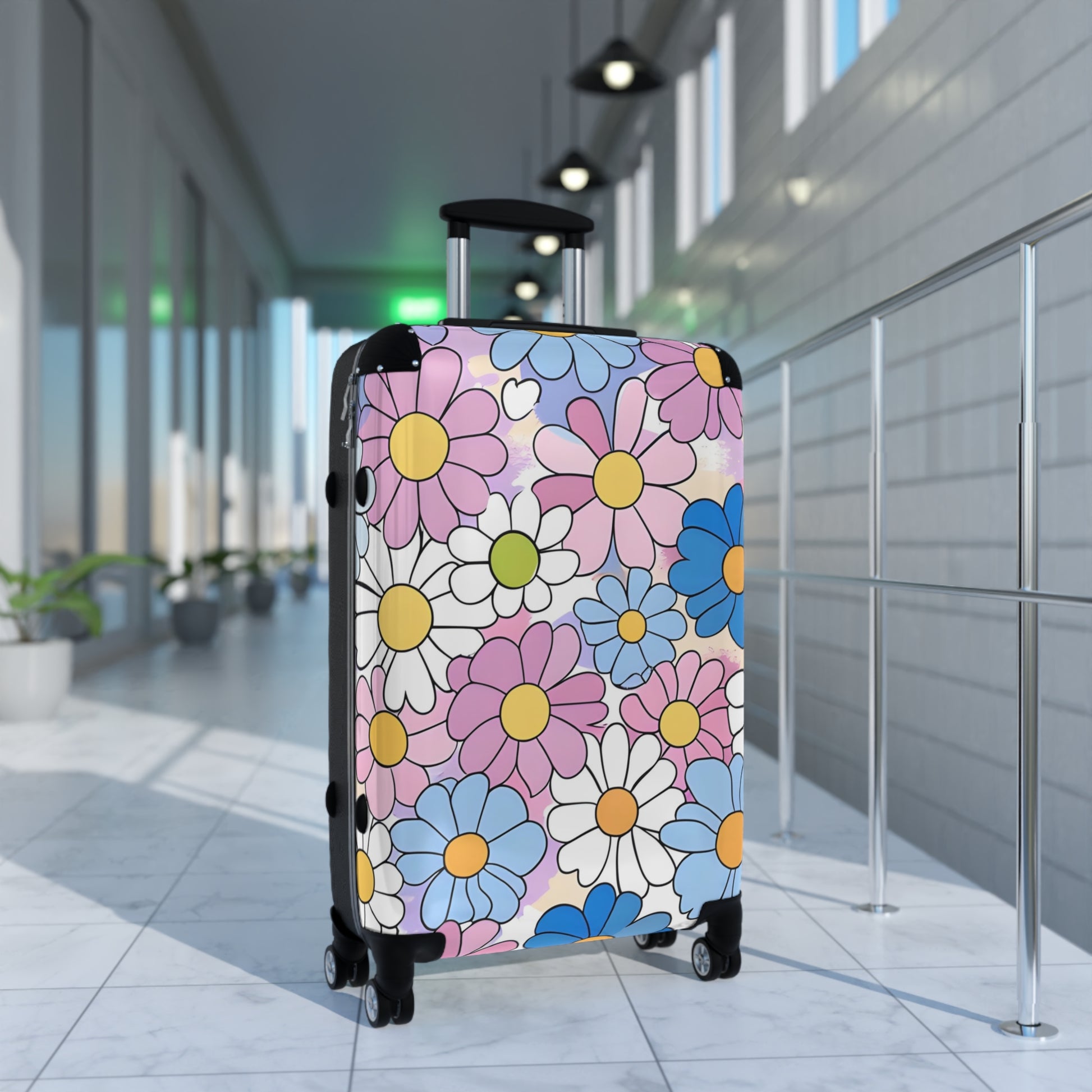 Flower Hour Purple and Blue Suitcase, Artsulli - Art is Long, Life is Short, Bags, , , , , , , 