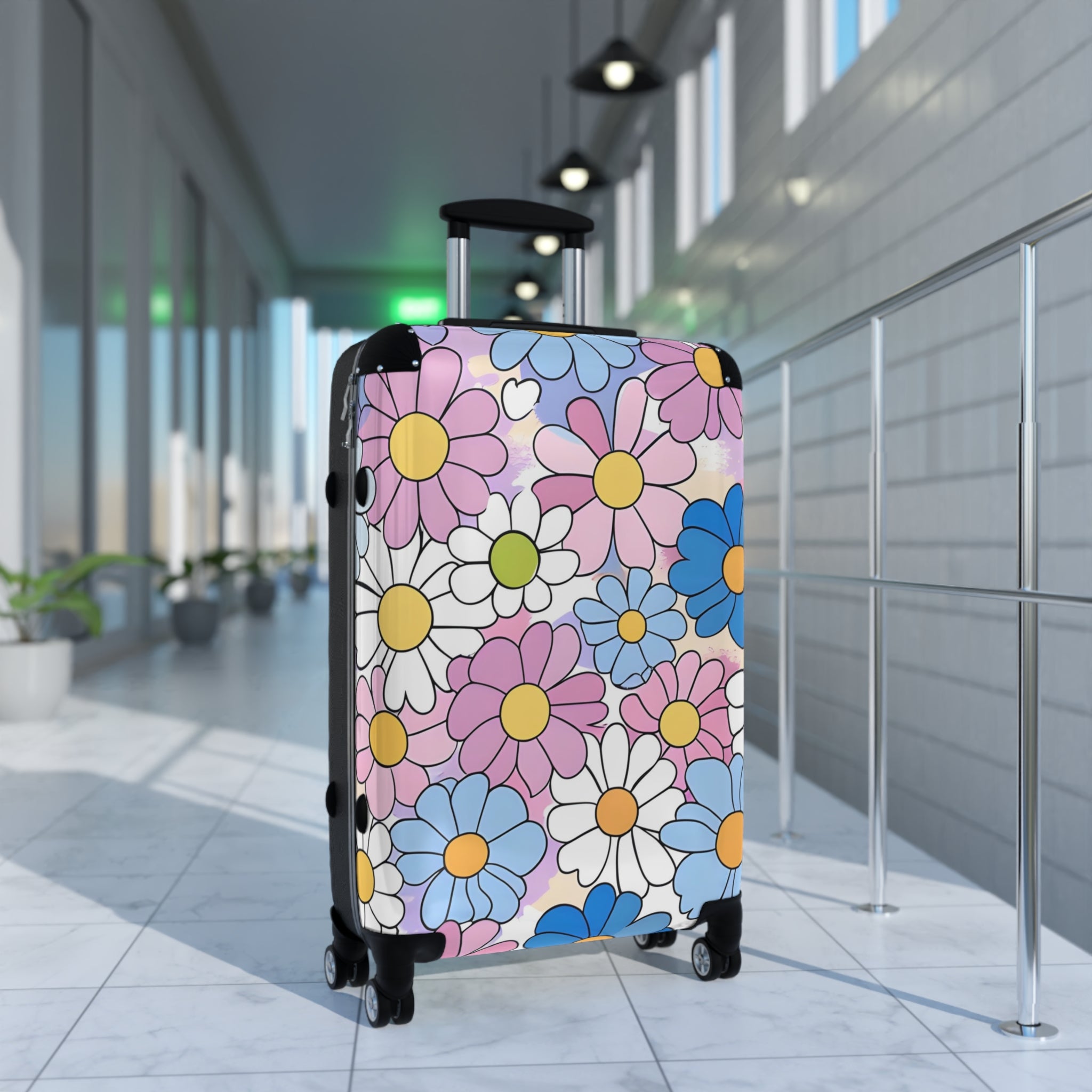 Flower Hour Purple and Blue Suitcase, Artsulli - Art is Long, Life is Short, Bags, , , , , , , 