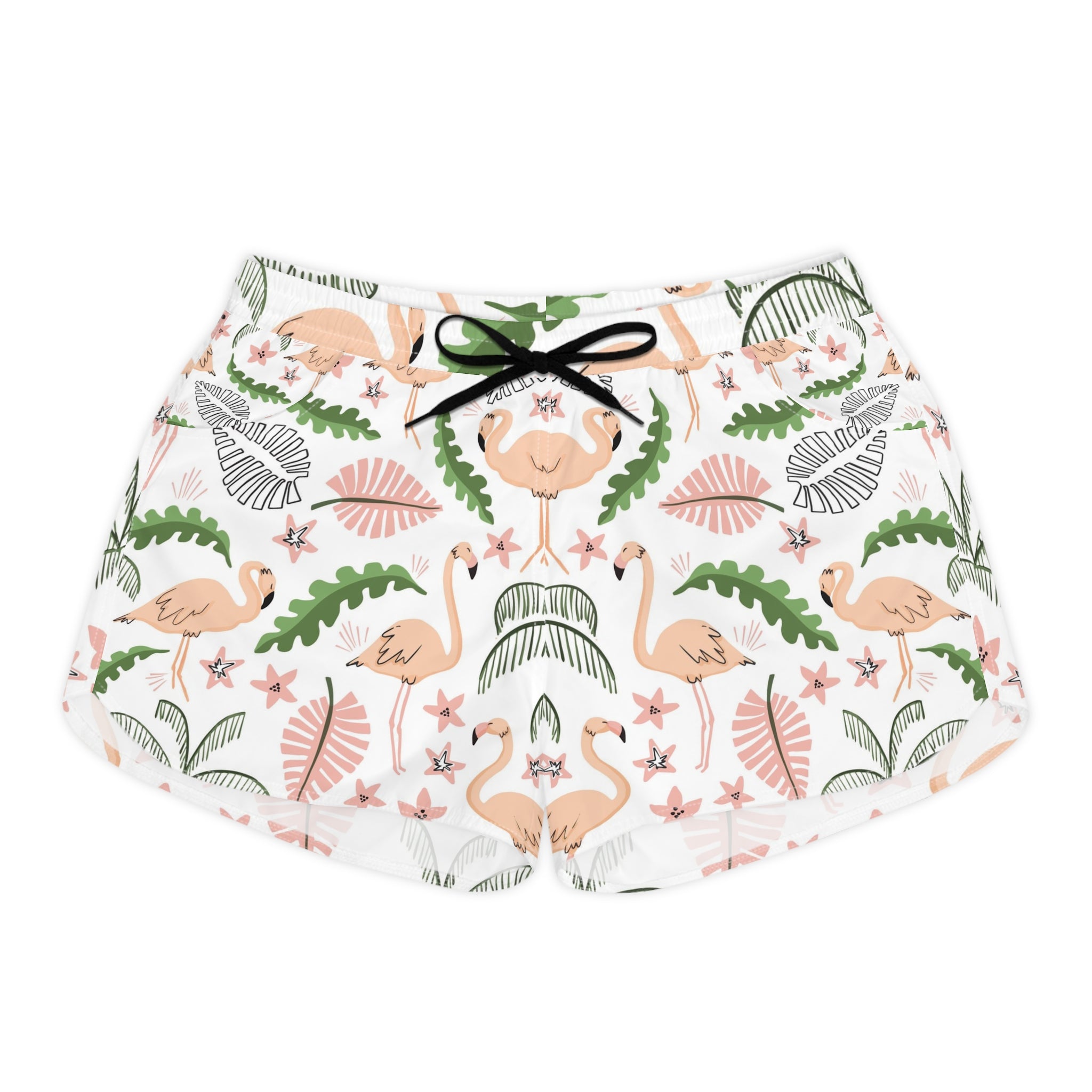 Flamingo Women's Casual Shorts (AOP), Artsulli - Art is Long, Life is Short, All Over Prints, Size, S, Color, Black drawstring, , , 12656042973926899281