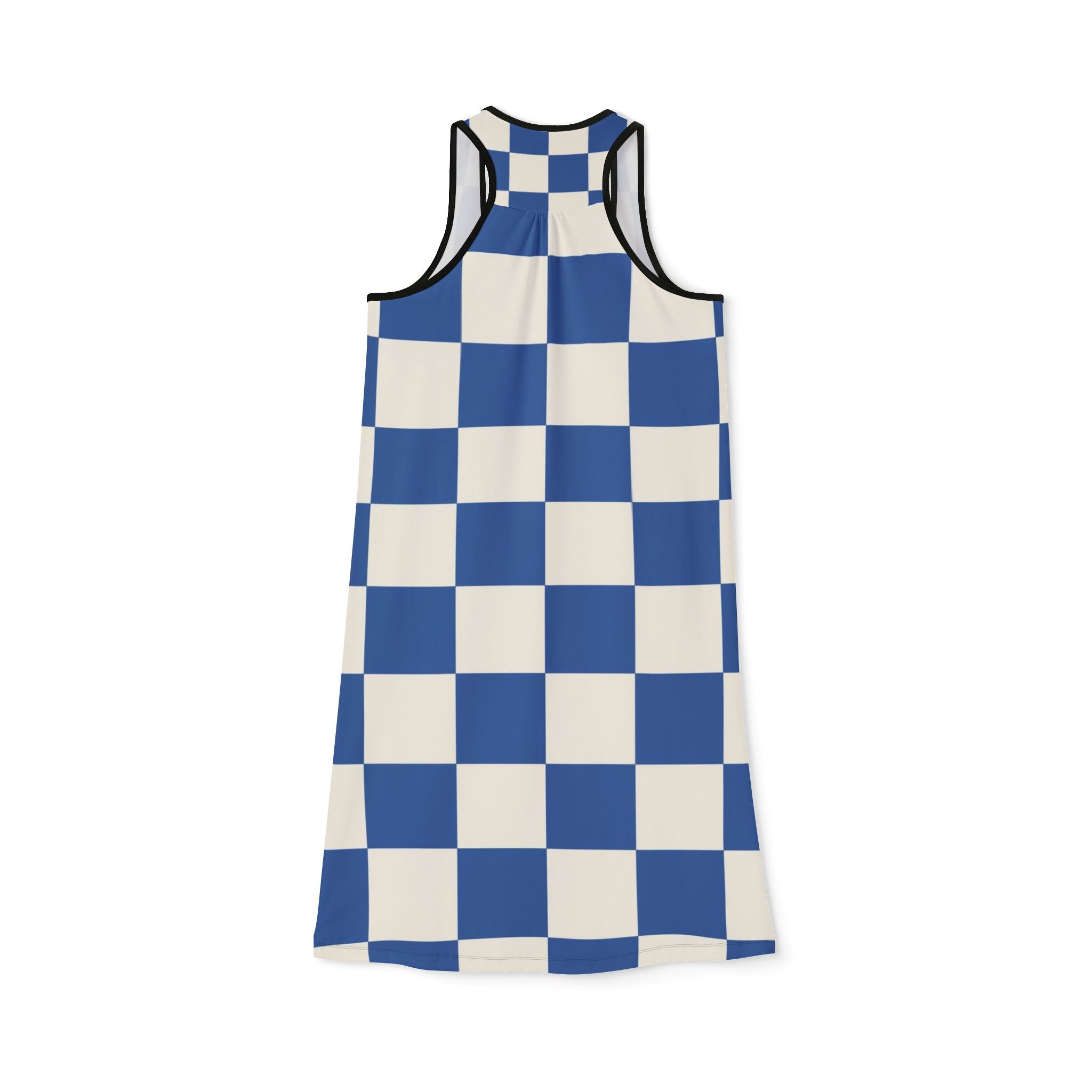 Checkerboard Blue Women's Racerback Dress (AOP), Artsulli - Art is Long, Life is Short, Tank Top, , , , , , , 