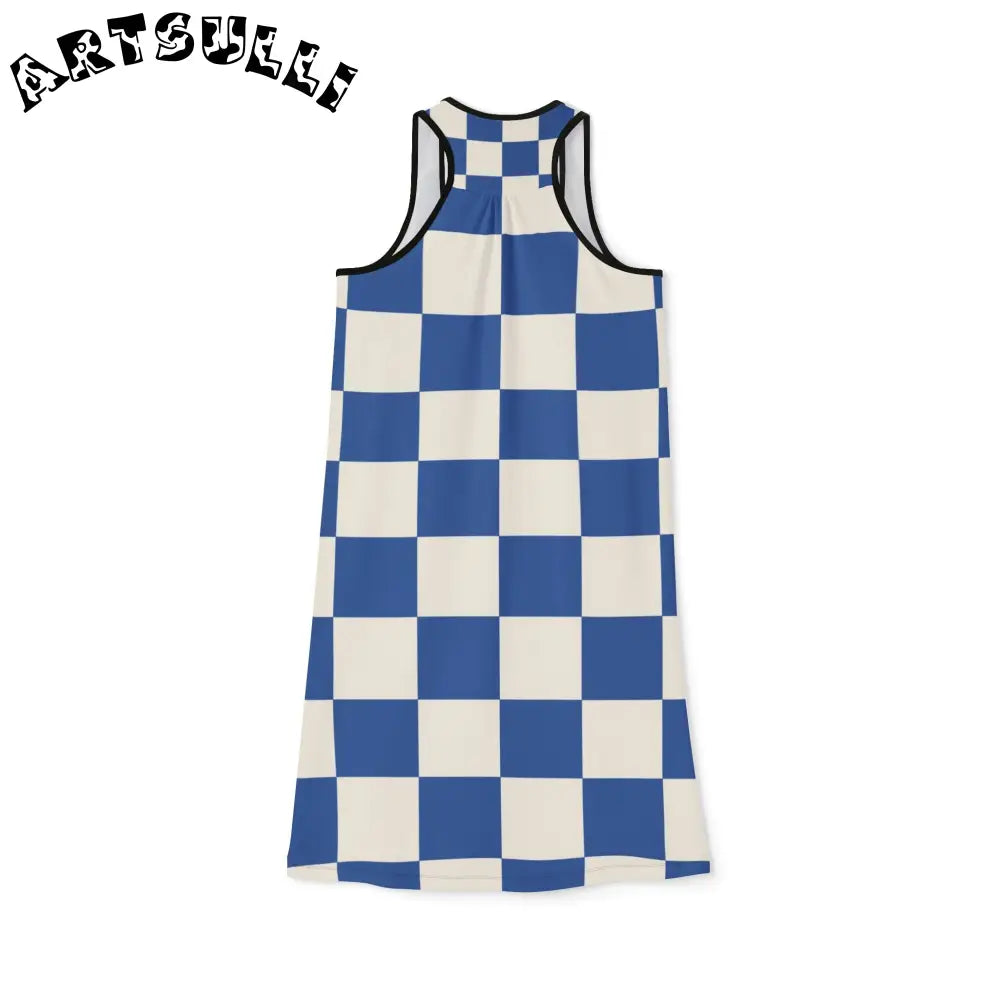 JAKKOUTTHEBXX Checkerboard Blue Women’s Racerback Dress (AOP)