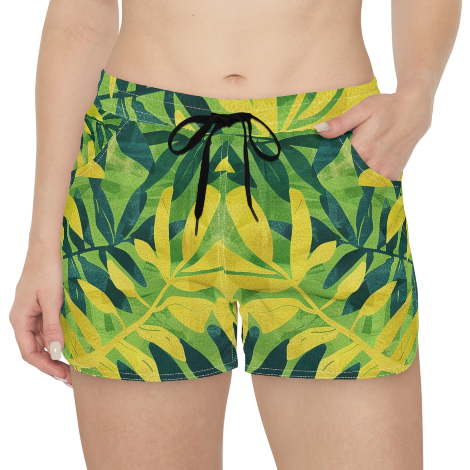 Green Leaf x Yellow Leaf x Tropical x Jungle Women's Casual Shorts (AOP), Artsulli - Art is Long, Life is Short, All Over Prints, , , , , , , 