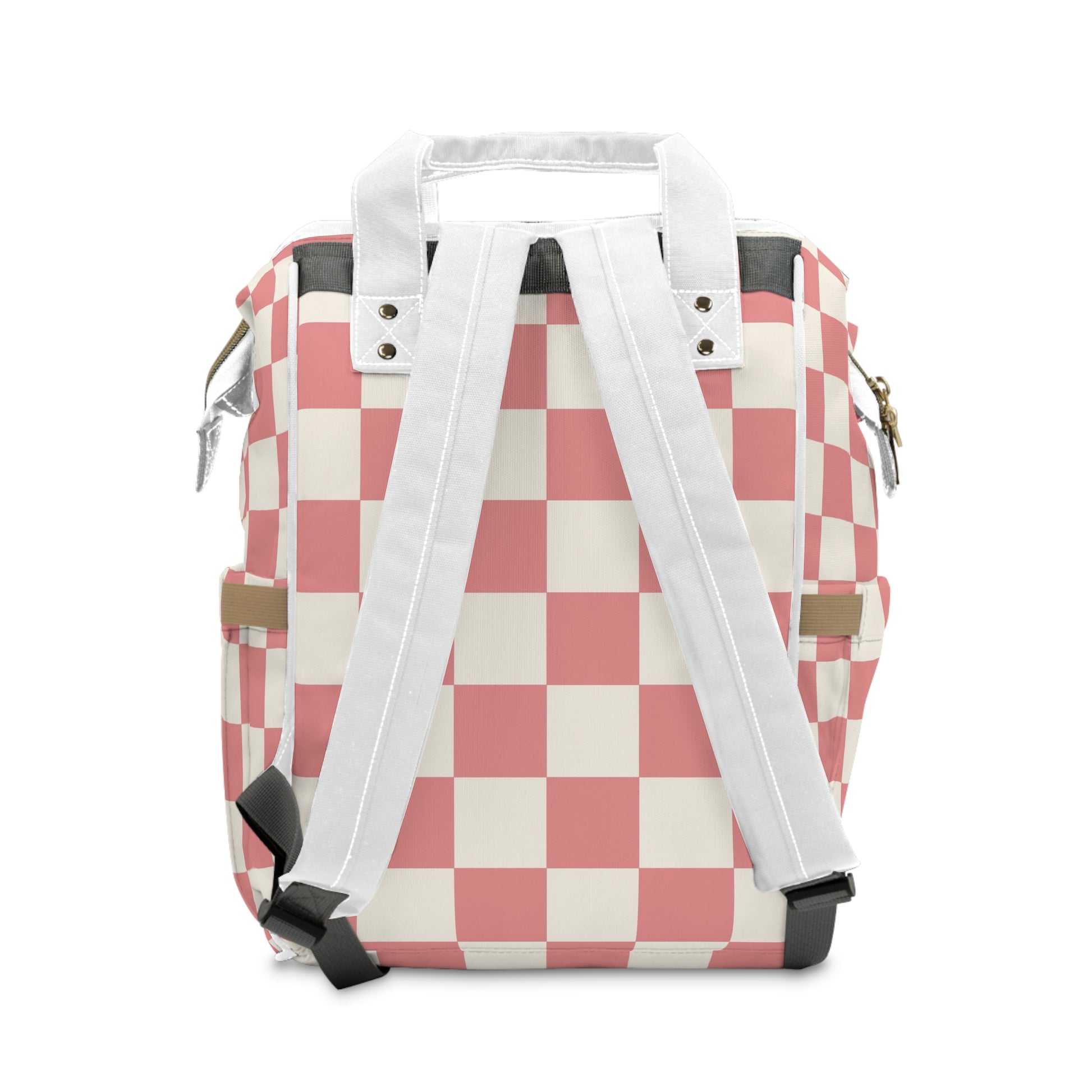 Retro Checkered Grassland Sprites Multifunctional Diaper Backpack, Artsulli - Art is Long, Life is Short, Bags, , , , , , , 