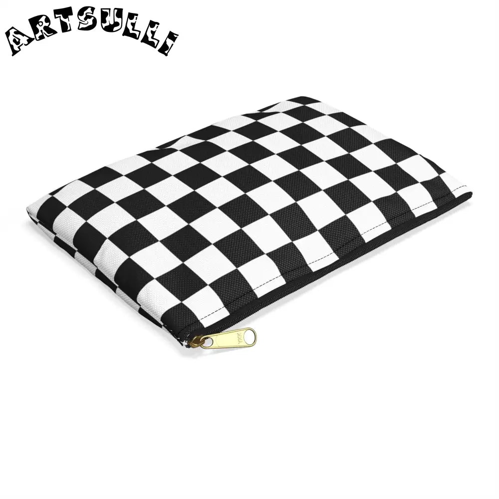 JAKKOUTTHEBXX Checkerboard White and Black Accessory Pouch