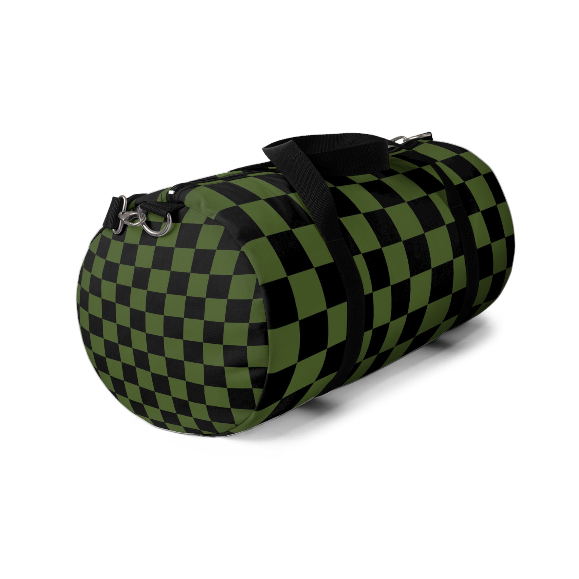 Checkerboard Olive Green and Black Duffel Bag, Artsulli - Art is Long, Life is Short, Bags, , , , , , , 