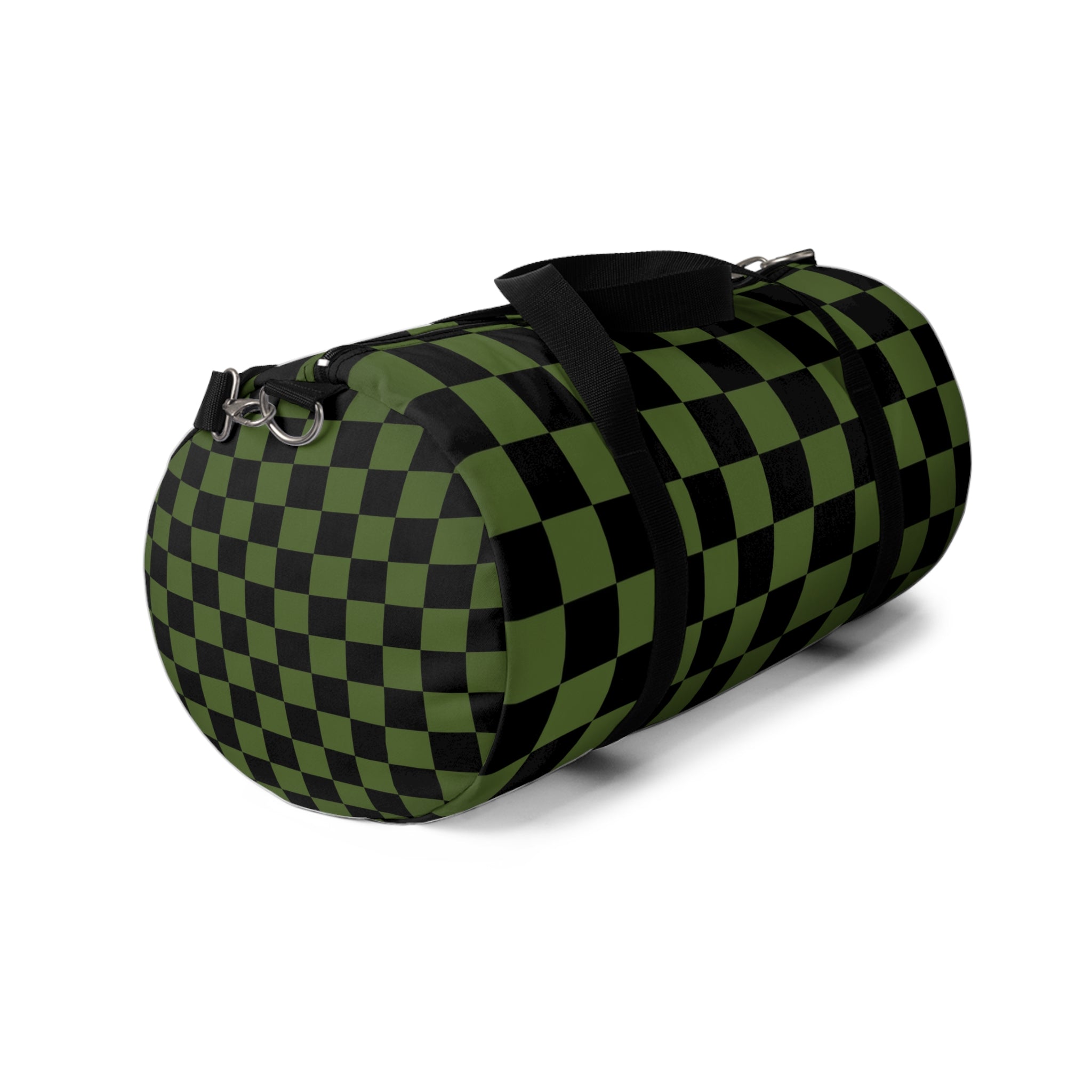 Checkerboard Olive Green and Black Duffel Bag, Artsulli - Art is Long, Life is Short, Bags, , , , , , , 