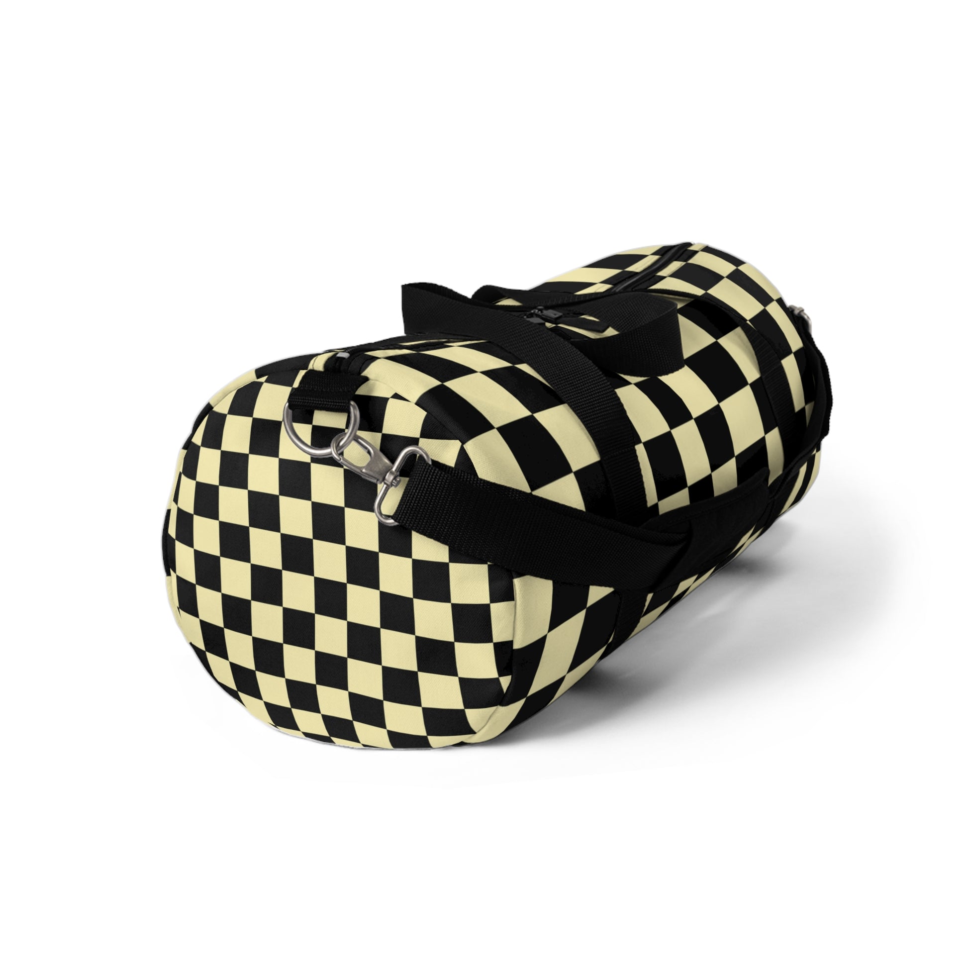 Checkerboard Black and Yellow Duffel Bag, Artsulli - Art is Long, Life is Short, Bags, , , , , , , 