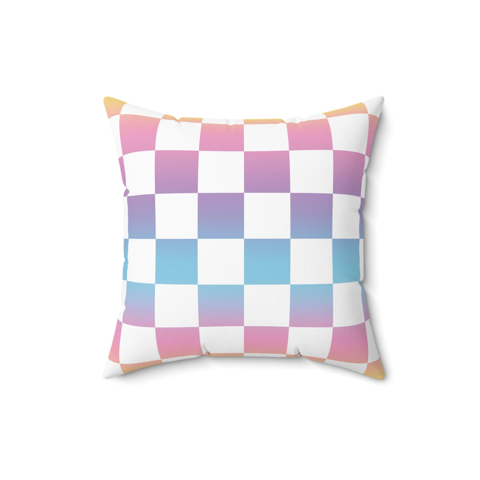 Vaporwave Check Spun Polyester Square Pillow, Artsulli - Art is Long, Life is Short, Home Decor, Size, 16" × 16", , , , , 30895029751025184389