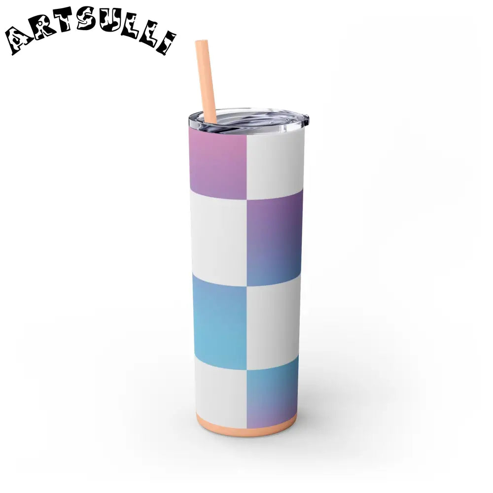 JAKKOUTTHEBXX Vaporwave Check Skinny Tumbler with Straw 20oz