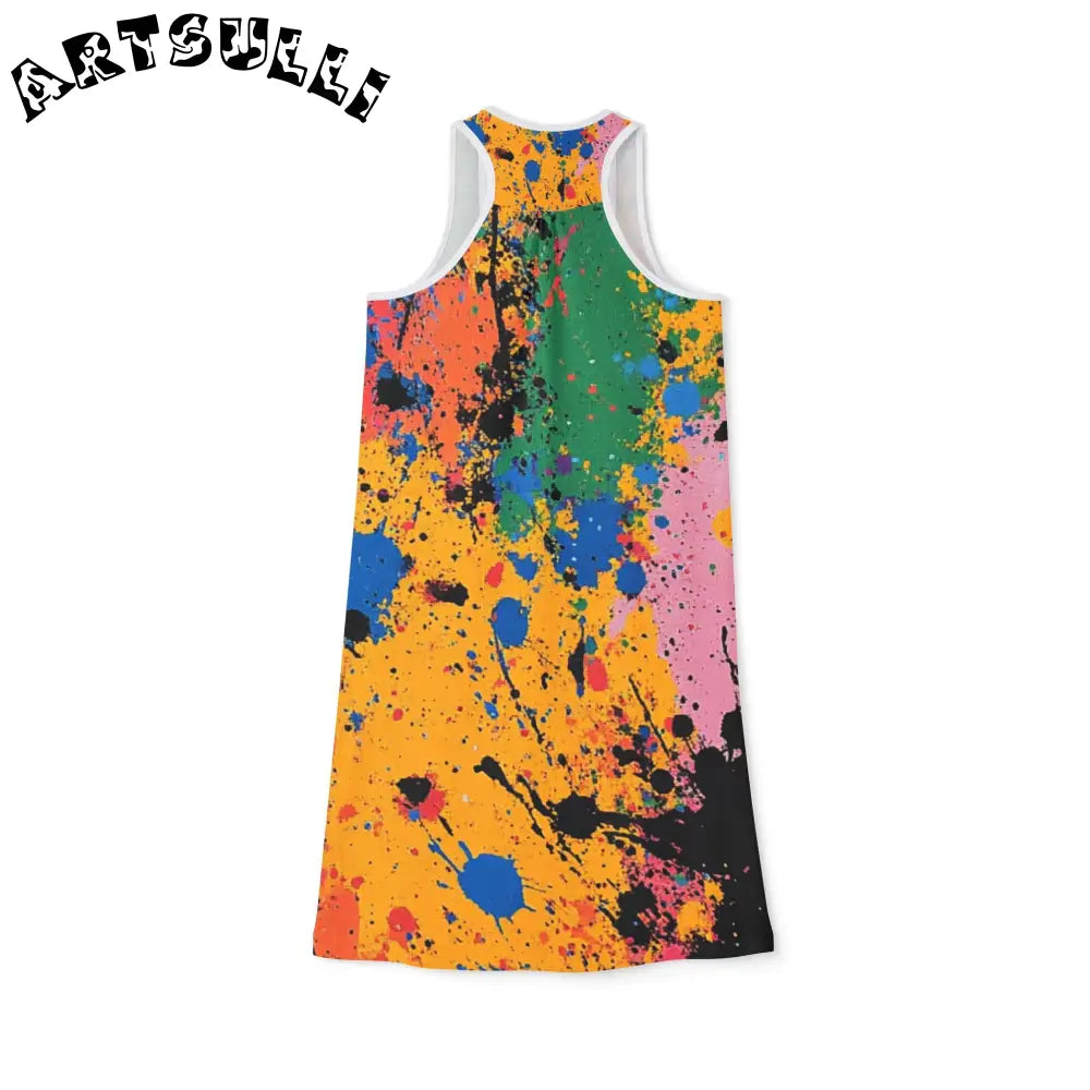 JAKKOUTTHEBXX The Colors Of Paint Splatter Women’s Racerback Dress