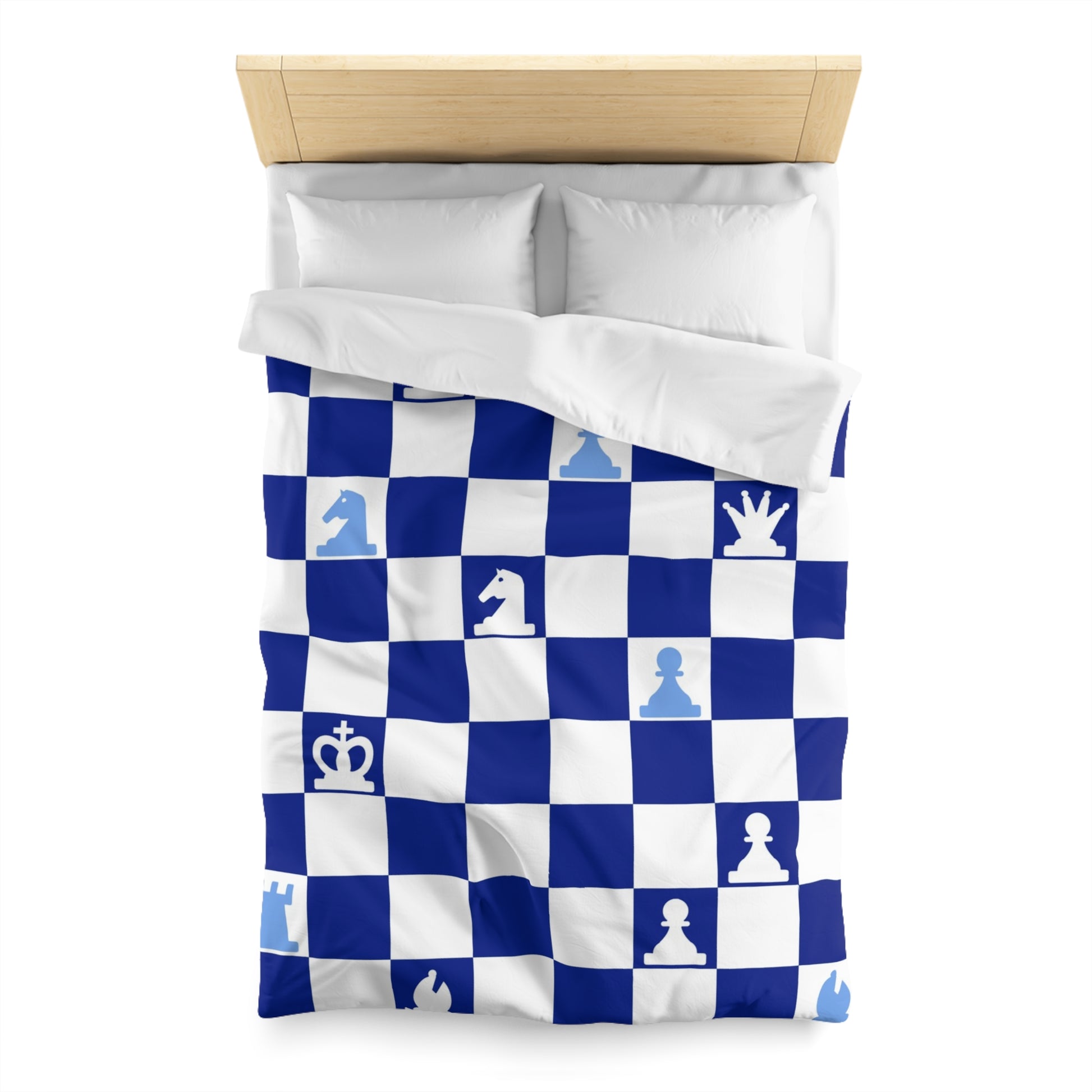 Chessboard Navy Blue Microfiber Duvet Cover, Artsulli - Art is Long, Life is Short, Home Decor, , , , , , , 