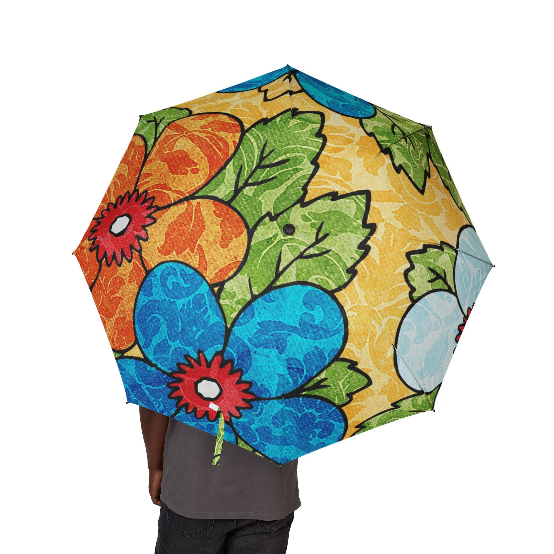 Groovy Yellow Floral Kl Semi-Automatic Foldable Umbrella, Artsulli - Art is Long, Life is Short, Accessories, , , , , , , 