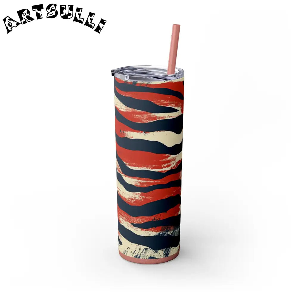 JAKKOUTTHEBXX Capricious Tiger Wave Skinny Tumbler with Straw 20oz