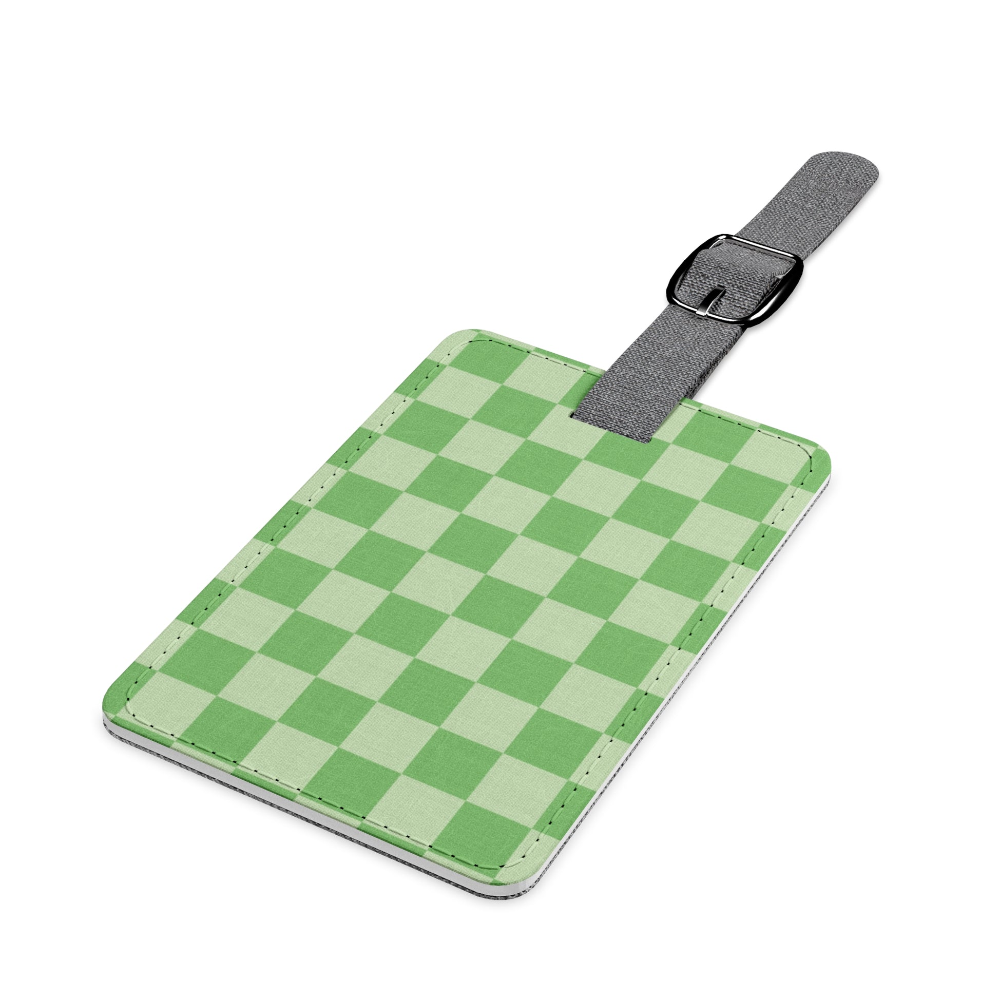 Checkerboard Green Saffiano Polyester Luggage Tag, Rectangle, Artsulli - Art is Long, Life is Short, Accessories, , , , , , , 