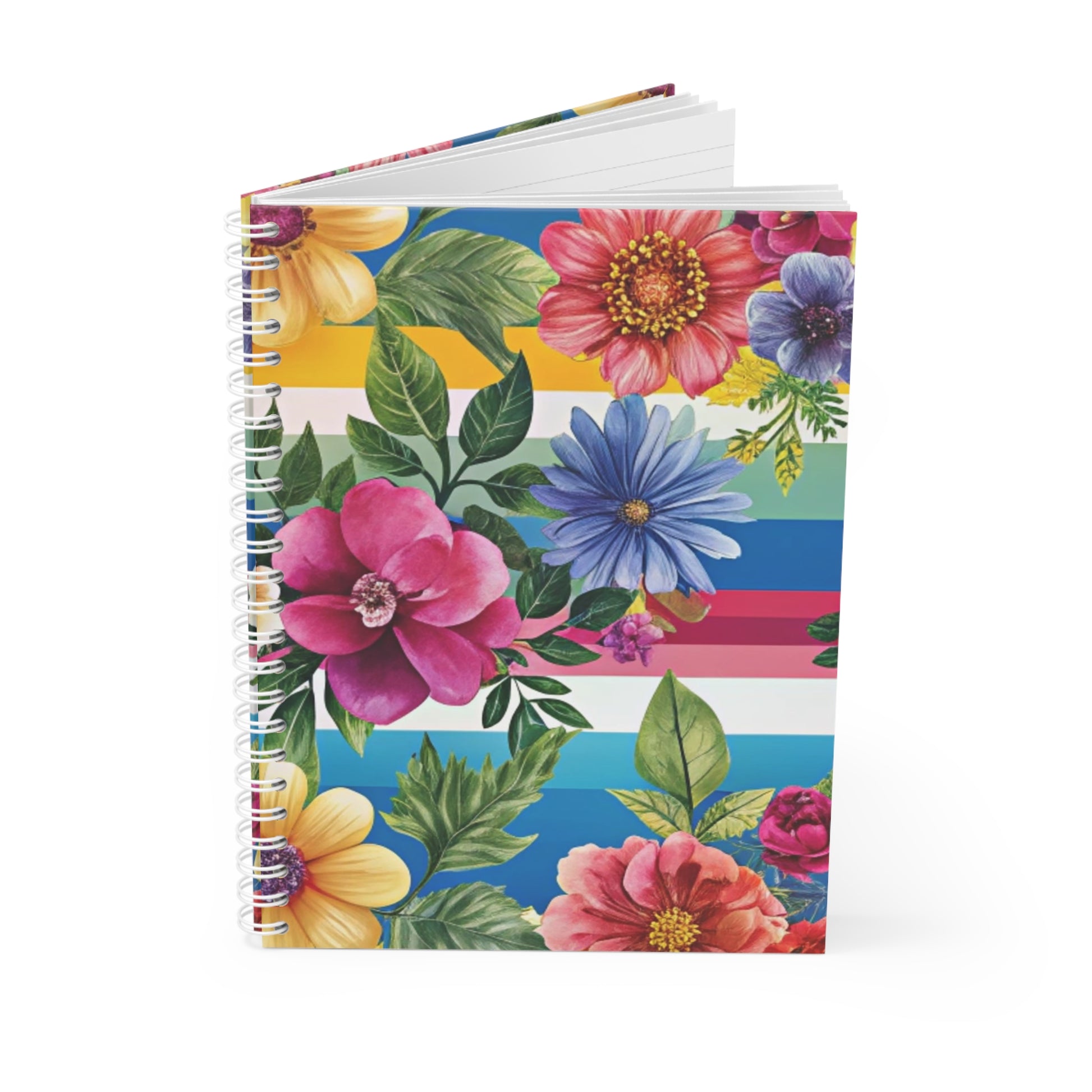 Floral Stripe 4K Spiral Notebook, Artsulli - Art is Long, Life is Short, Paper products, , , , , , , 