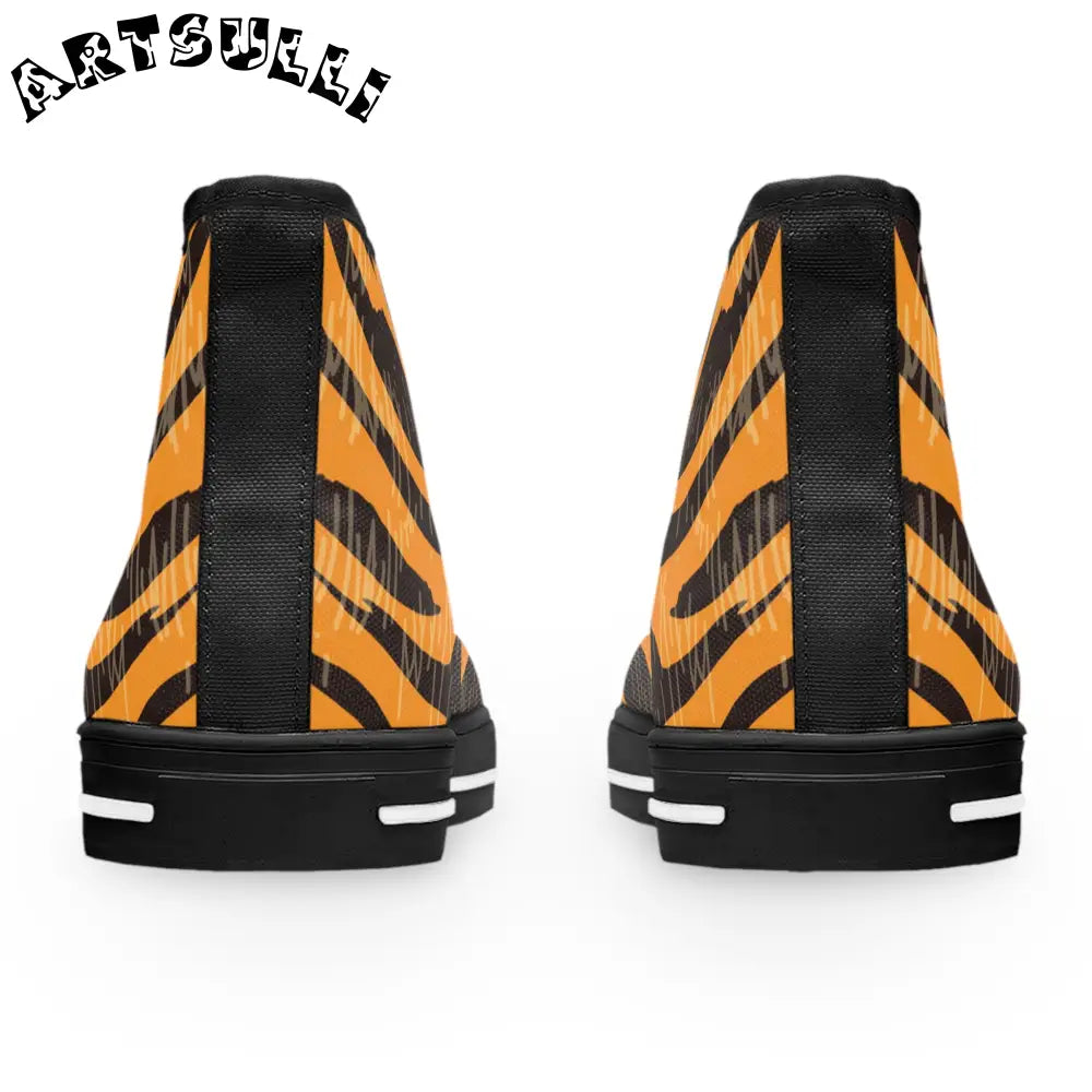 JAKKOUTTHEBXX Tiger Scratches Orange and Black Women’s High Top