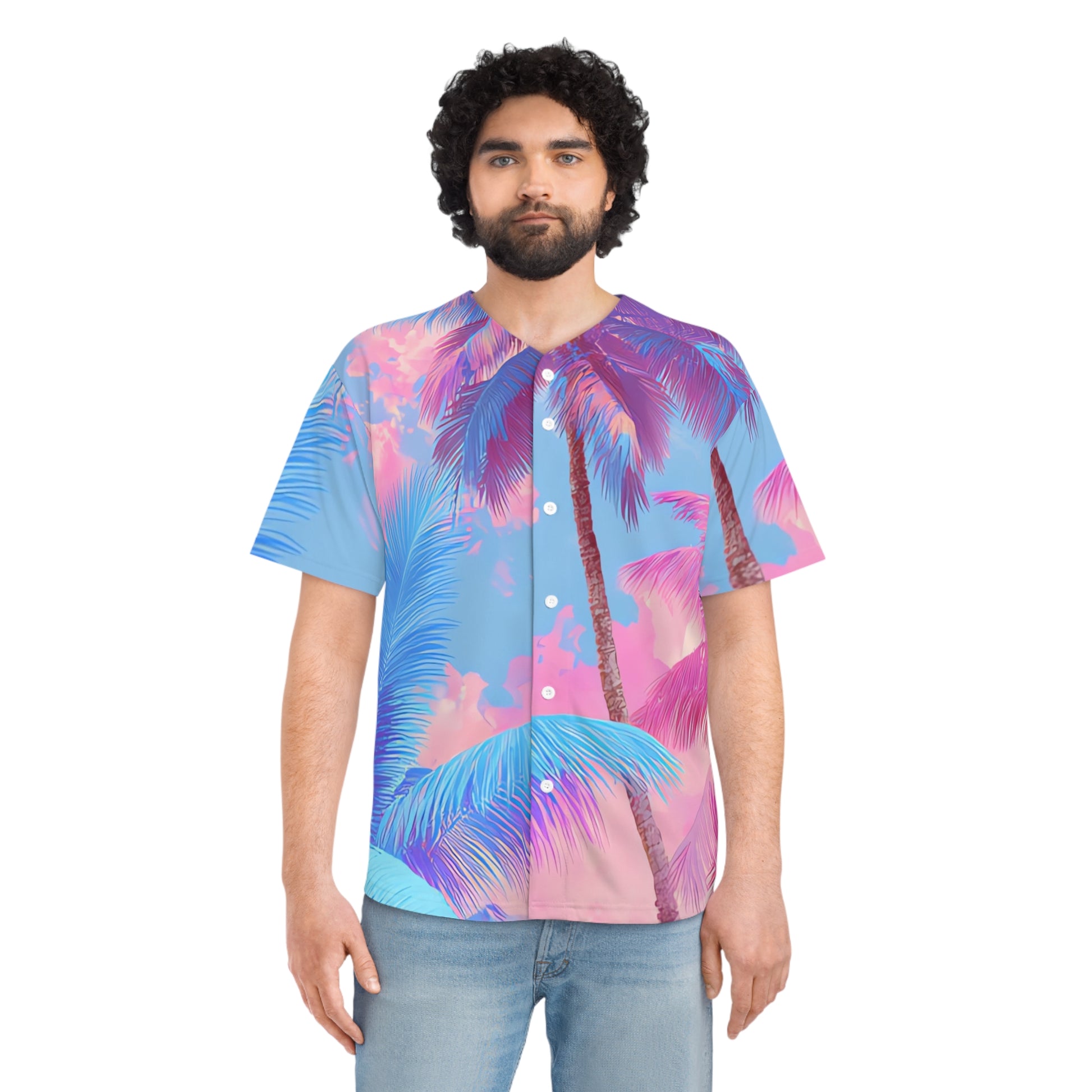 Ethereal Pastel Palms Men's Baseball Jersey (AOP), Artsulli - Art is Long, Life is Short, All Over Prints, , , , , , , 