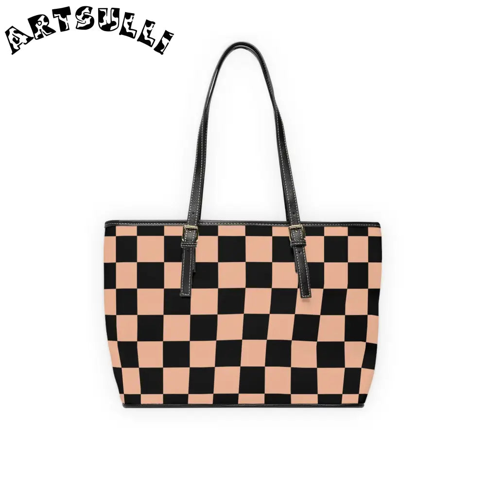 JAKKOUTTHEBXX Checkerboard Soft Orange and Black PU Leather Shoulder
