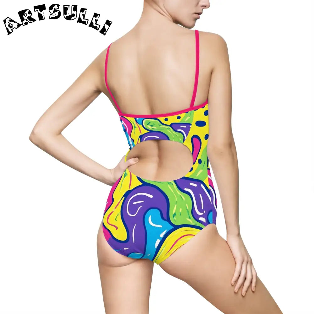 JAKKOUTTHEBXX Colorful Abstract Print One-Piece Swimsuit 2025