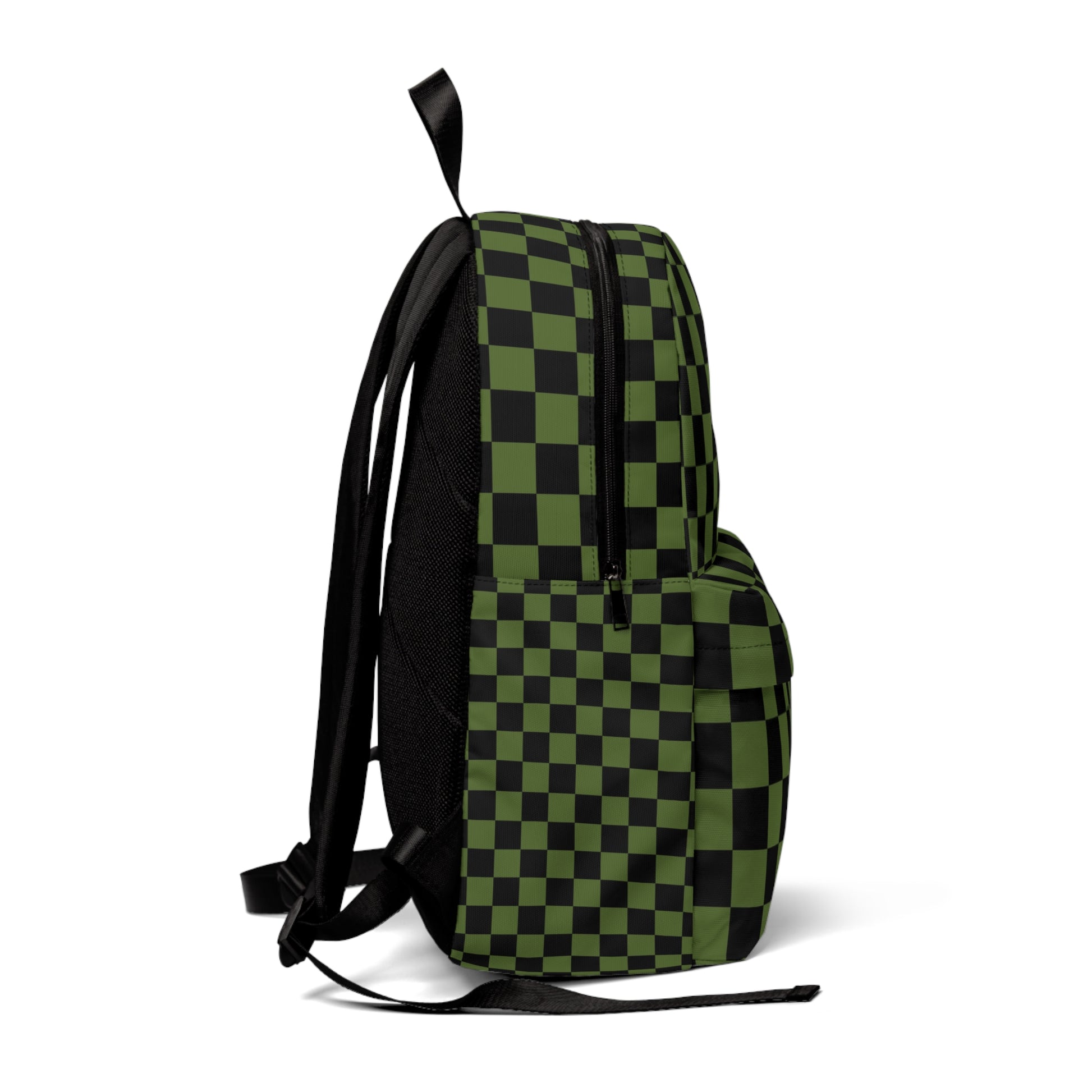 Checkerboard Olive Green and Black Unisex Classic Backpack, Artsulli - Art is Long, Life is Short, Bags, , , , , , , 