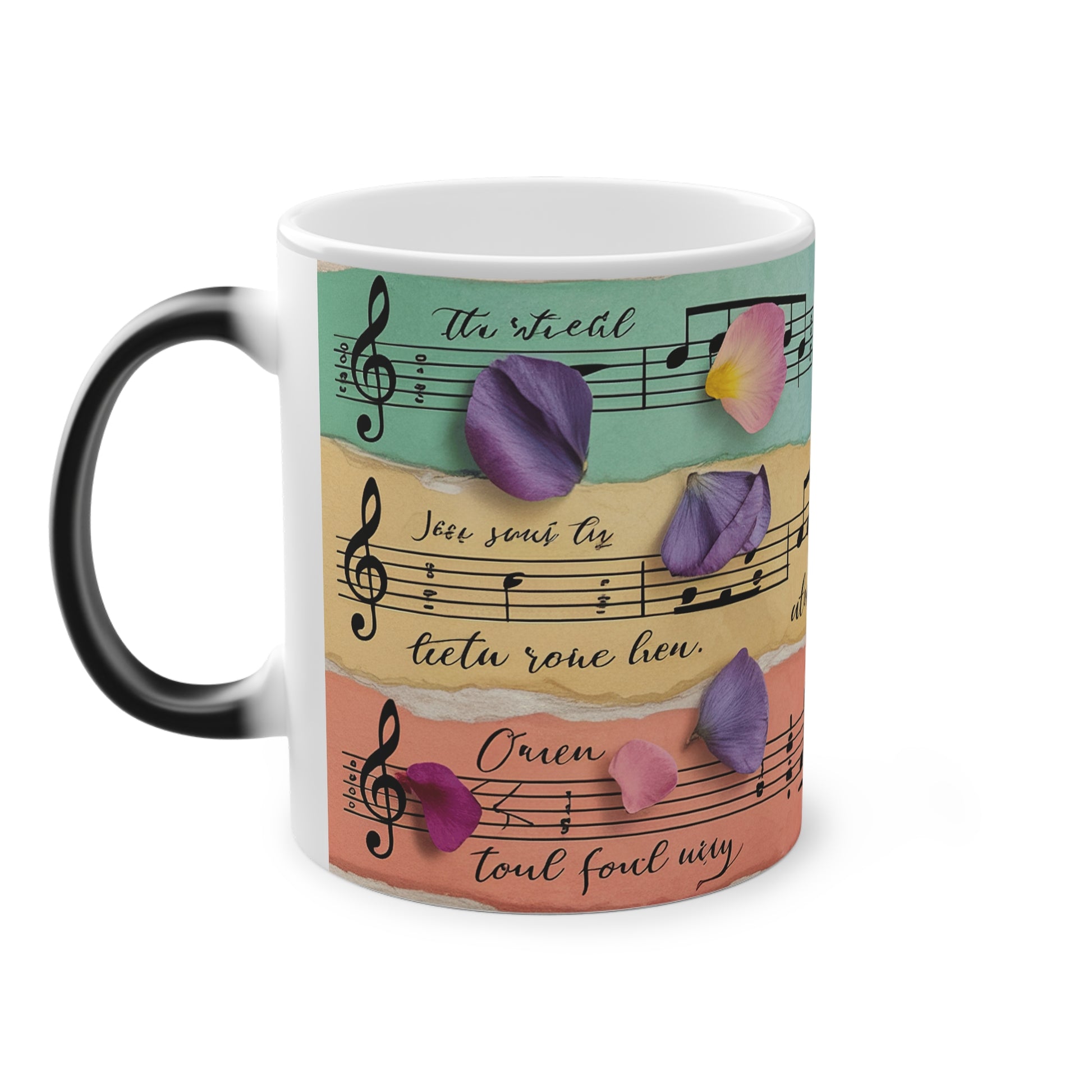 Torn Type Beat Sheet Music Multi-Color Magic Mug, 11oz, Artsulli - Art is Long, Life is Short, Mug, , , , , , , 