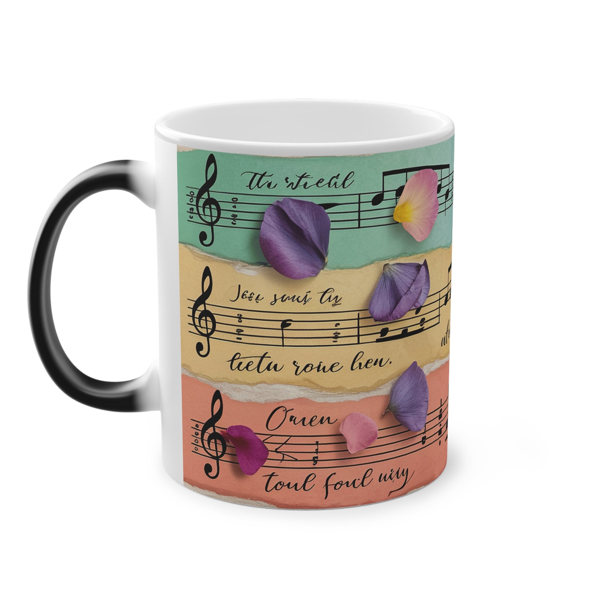 Torn Type Beat Sheet Music Multi-Color Magic Mug, 11oz, Artsulli - Art is Long, Life is Short, Mug, , , , , , , 